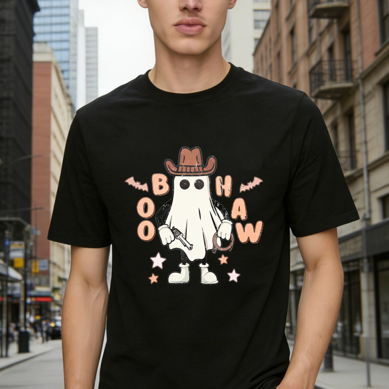Cute Ghost Cowboy Halloween Boo Haw Western Theme Unisex Classic T-shirt