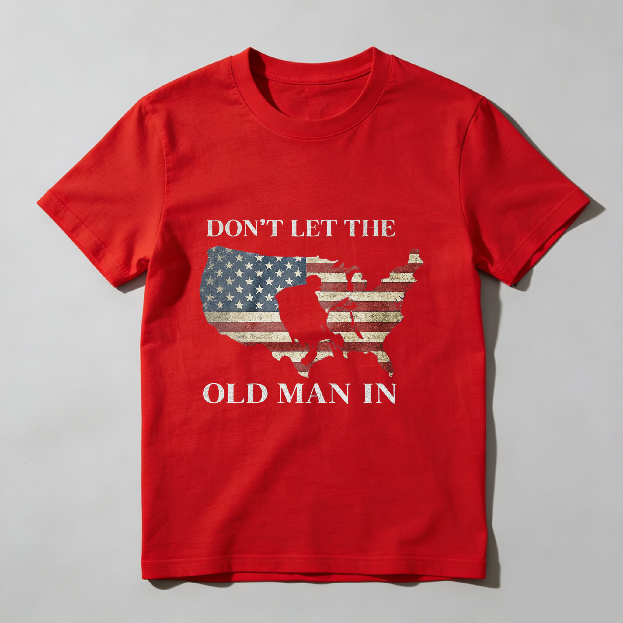 TEECURENT Dont Let The Old Man In Usa Map Flag T Shirt