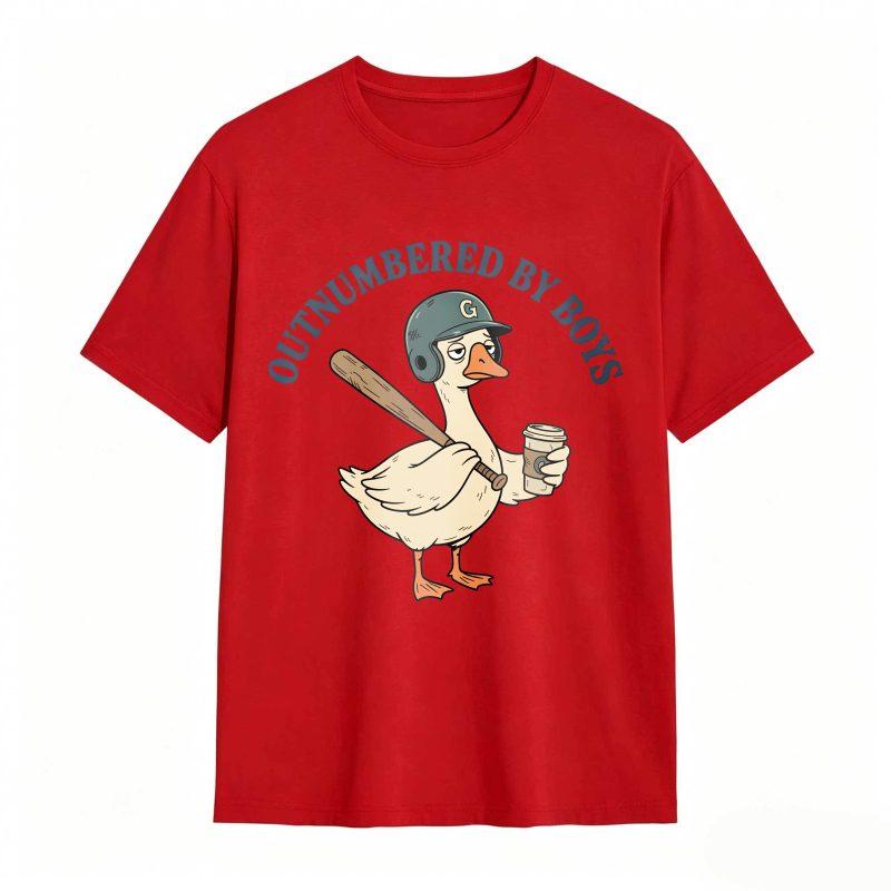 Comfort Colors Outnumbered By Boys Baseball Mom Goose Funny T-shirt