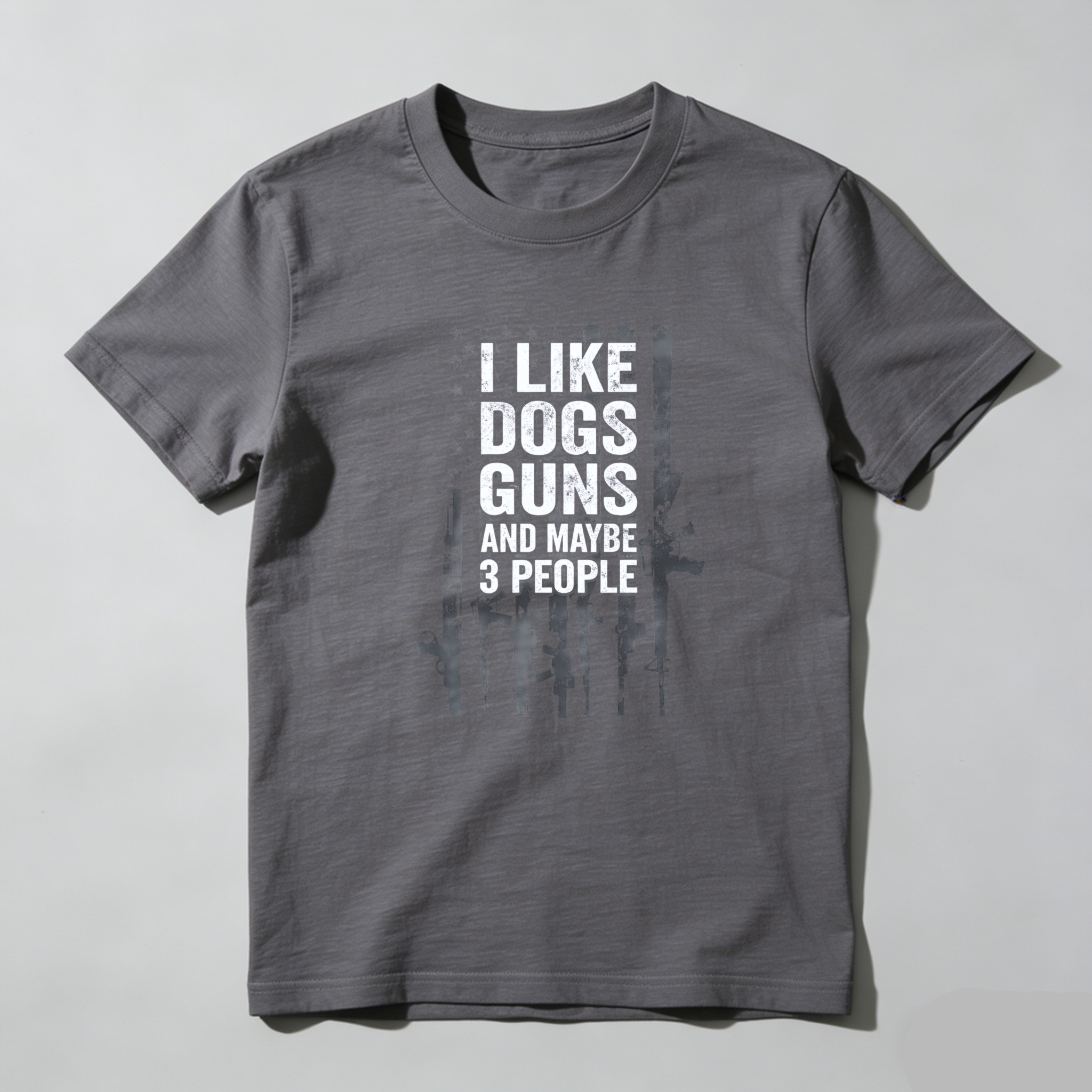TEECURENT I Like Dogs Guns And Maybe 3 People T Shirt Men Women Black Graphic Tee Gun Lover Dog Owner Funny Statement Shirt