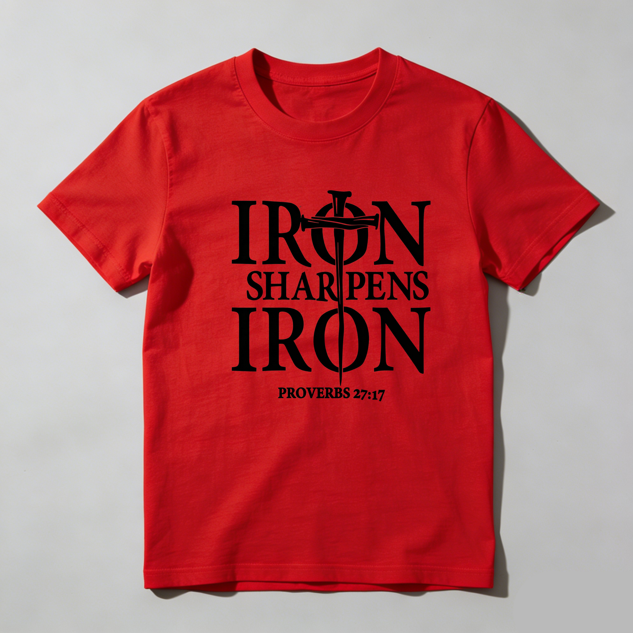 TEECURENT Iron Sharpens Iron Proverbs 2717 Pure Cotton Short Sleeve T Shirt-TeeCurent