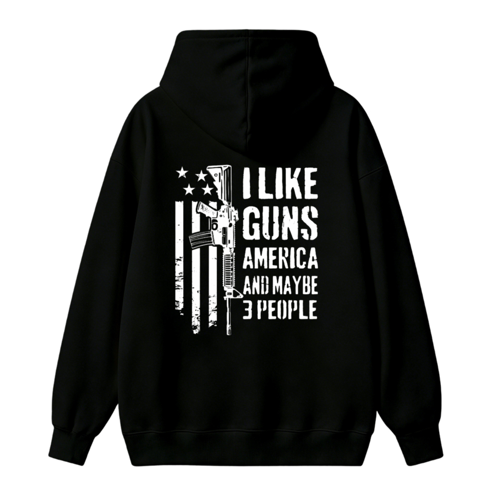 I Like Guns America And Maybe 3 People Flag Rifle Graphic Unisex Classic Hoodie