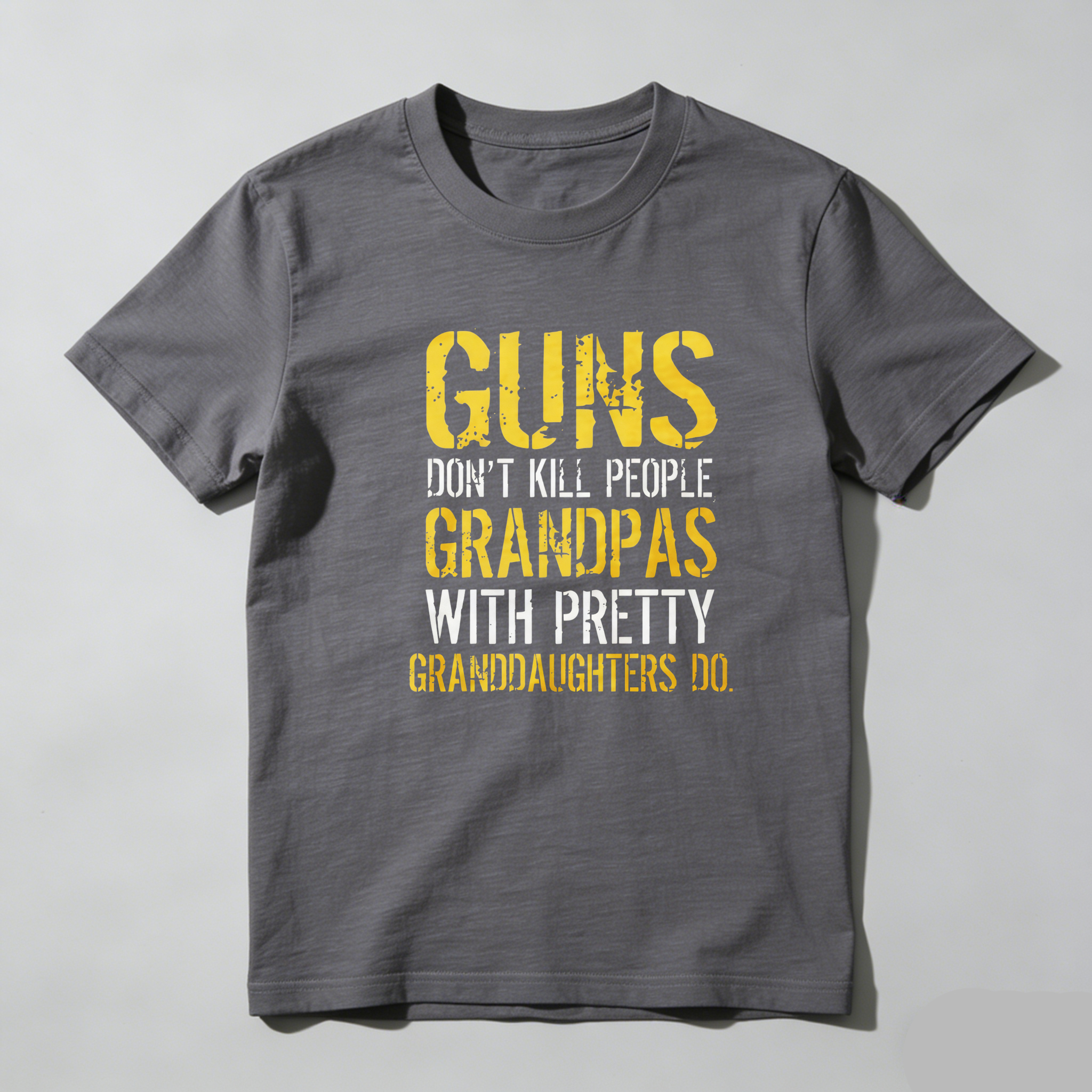 TEECURENT Guns Dont Kill People Grandpas With Pretty Granddaughters Do Pure Cotton Short Sleeve T Shirt-TeeCurent