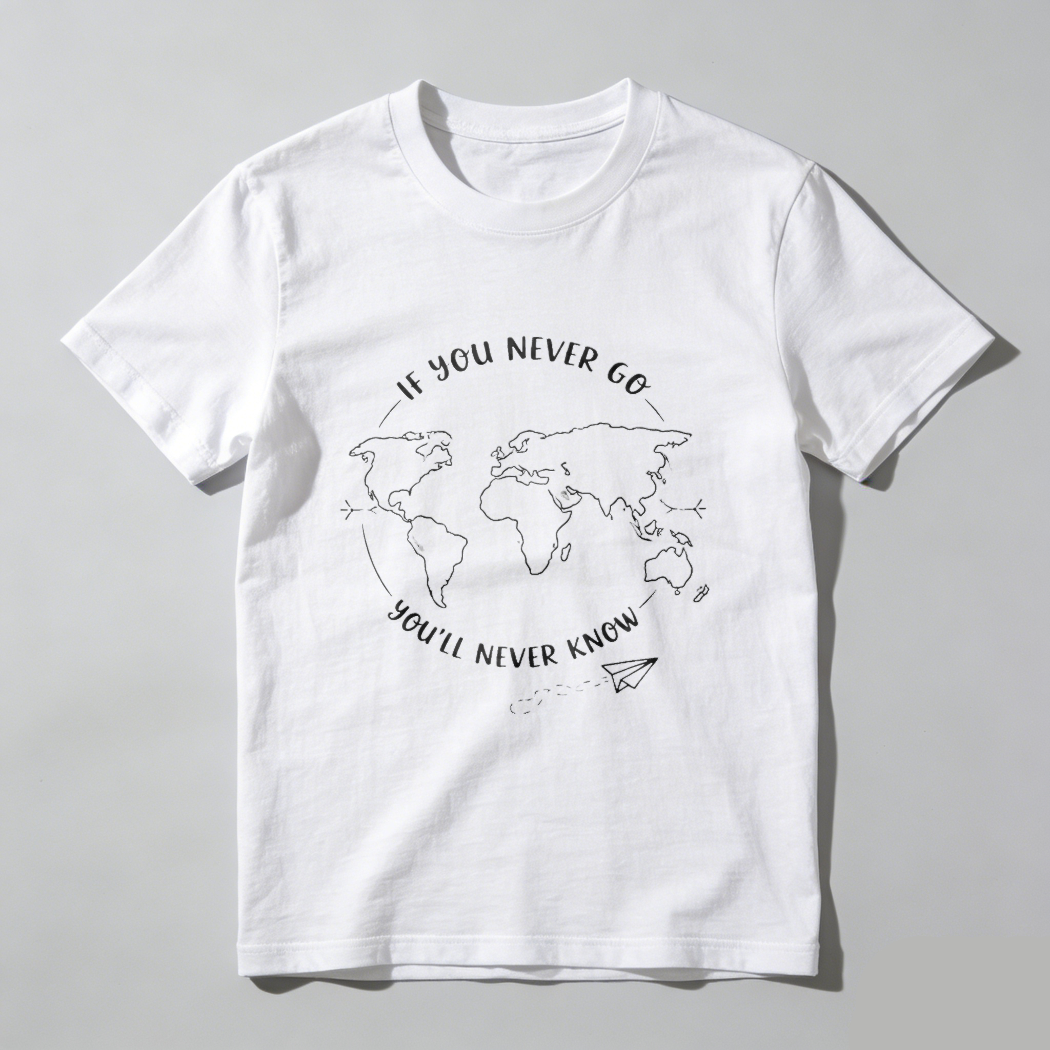TEECURENT If You Never Go Youll Never Know World Map Travel Inspired T Shirt WOMEN