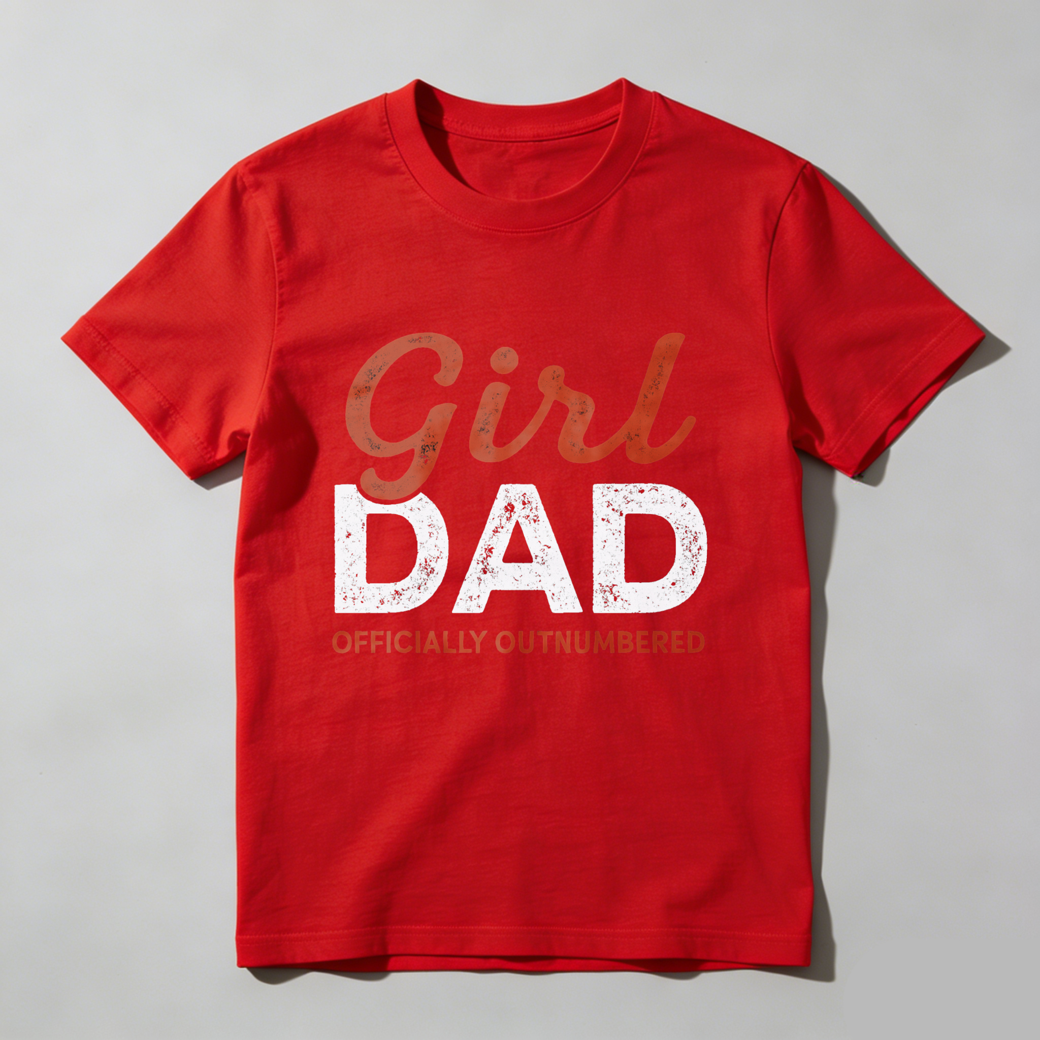 Girl Dad Officially Outnumbered T Shirt For Fathers With Daughters Made In Usa