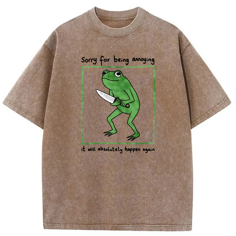 Frog Holding Knife Sorry For Being Annoying tshirt 100% cotton