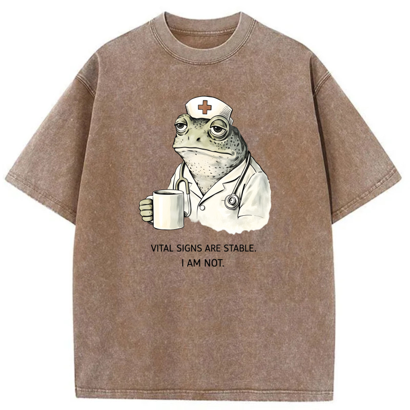 Frog Nurse Holding Mug With Text tshirt 100% cotton