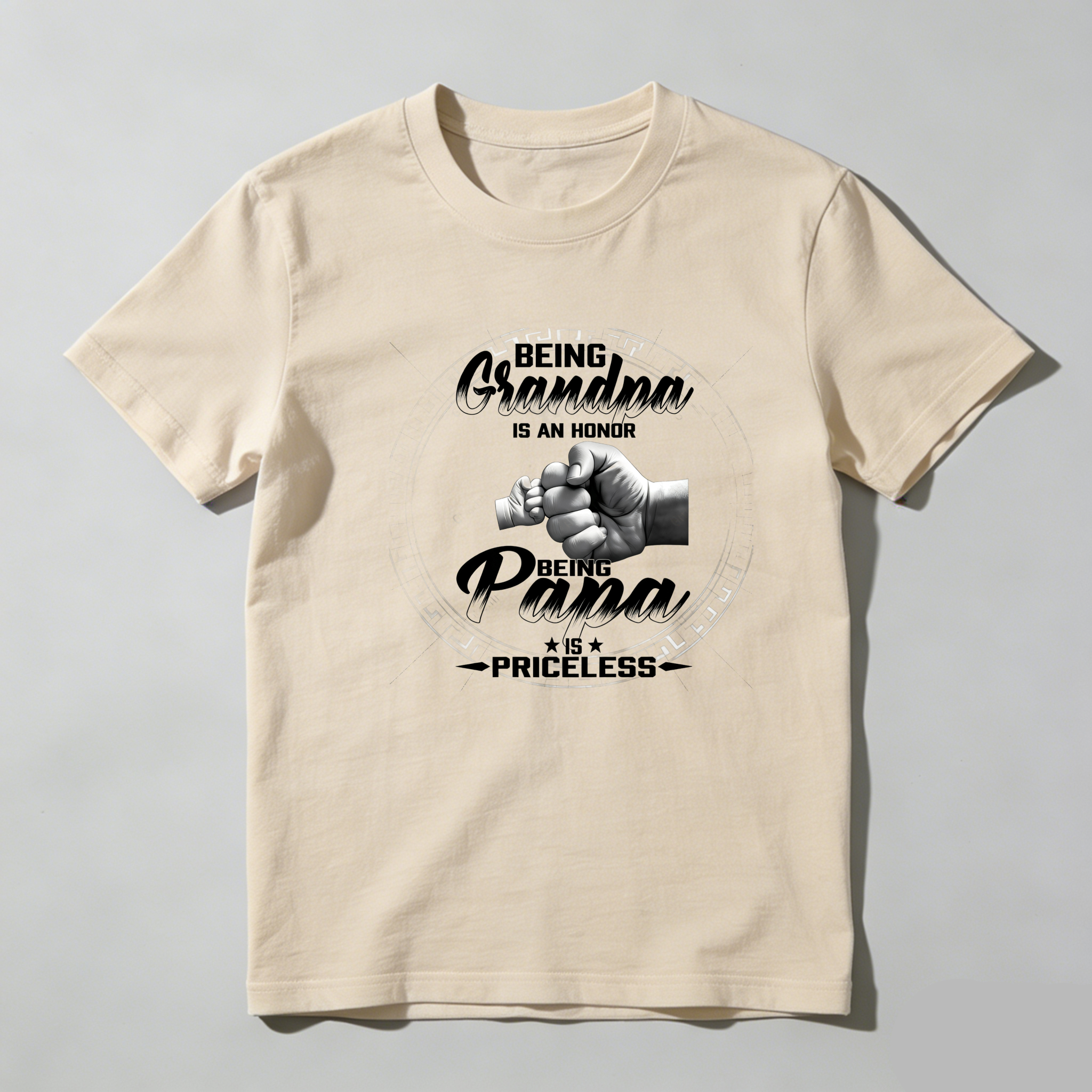 TEECURENT Being Grandpa Is An Honor Being Papa Is Priceless Pure Cotton Short Sleeve T Shirt-TeeCurent