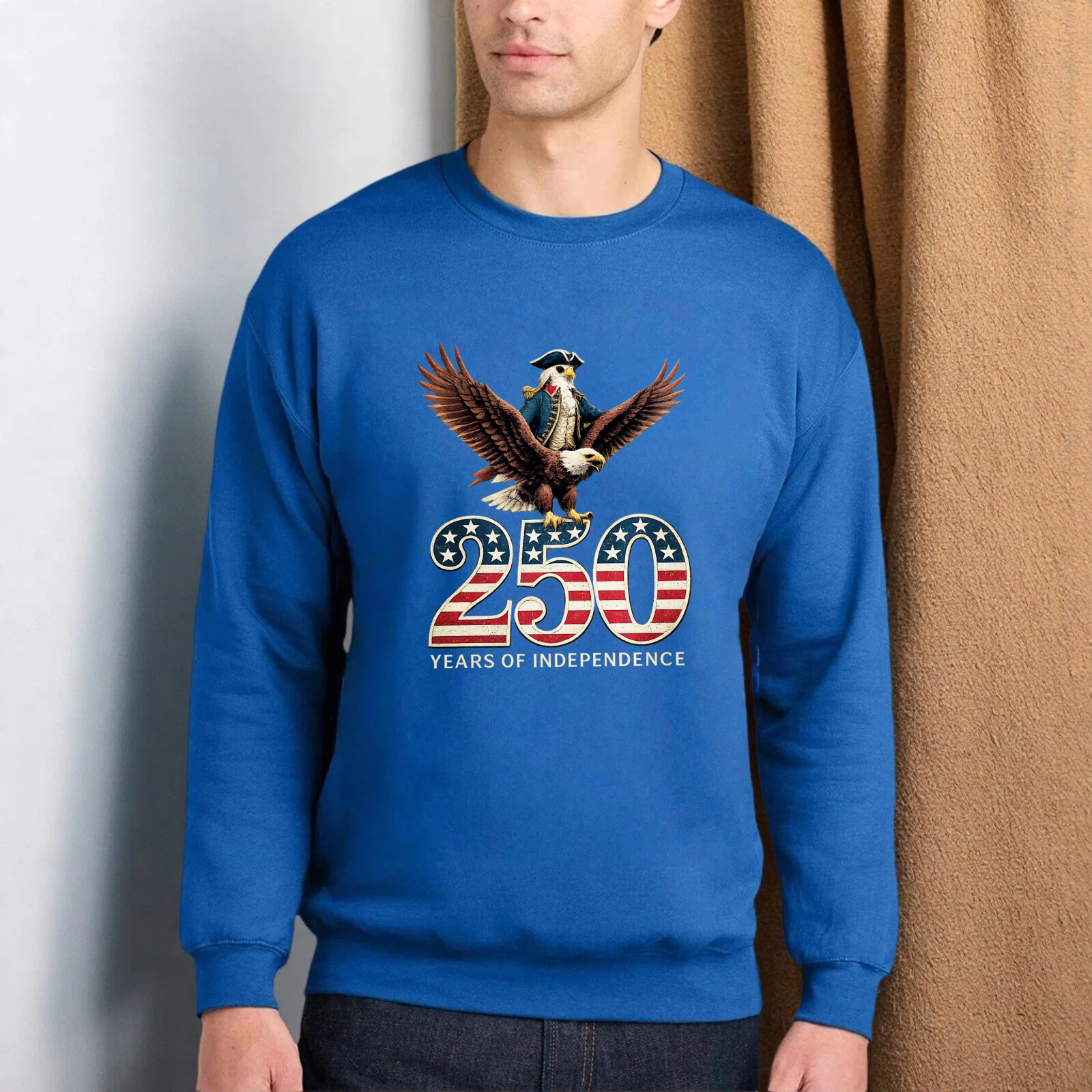 250 Years Of Independence American Eagle Patriotic Sweatshirt Black Crewneck Pullover For Men Women Unisex Casual Top