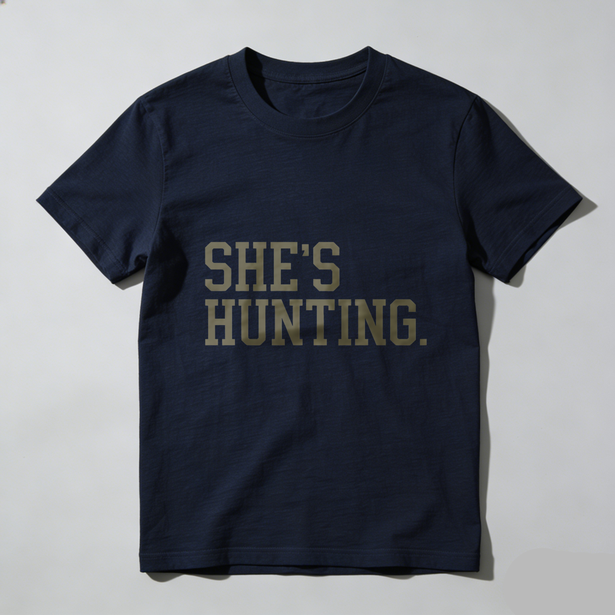 TEECURENT Shes Hunting Black T-Shirt For Women Men Unisex Casual Graphic Tee Shirt Hunting Outfit Gift Idea-TeeCurent