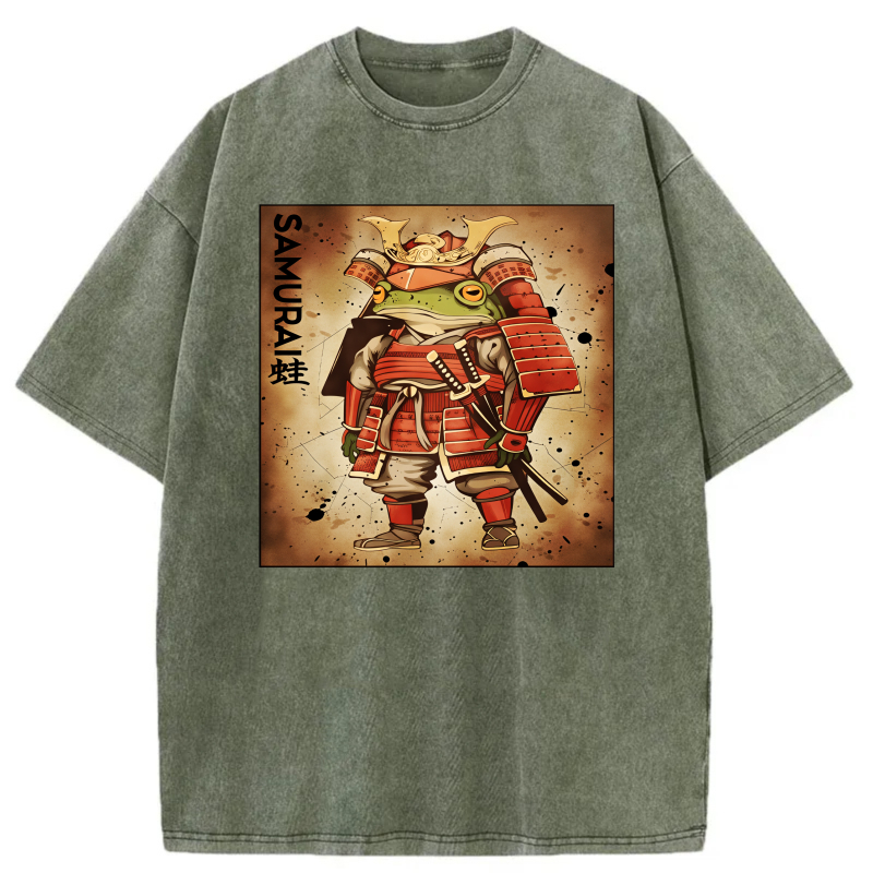 Samurai Frog In Red Armor With Sword tshirt 100% cotton
