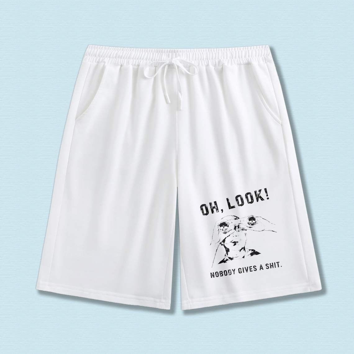 TEECURENT Oh Look Nobody Gives A Shit Funny Graphic Sweat Shorts For Men And Women Casual Comfortable Drawstring Pants With Humor Design