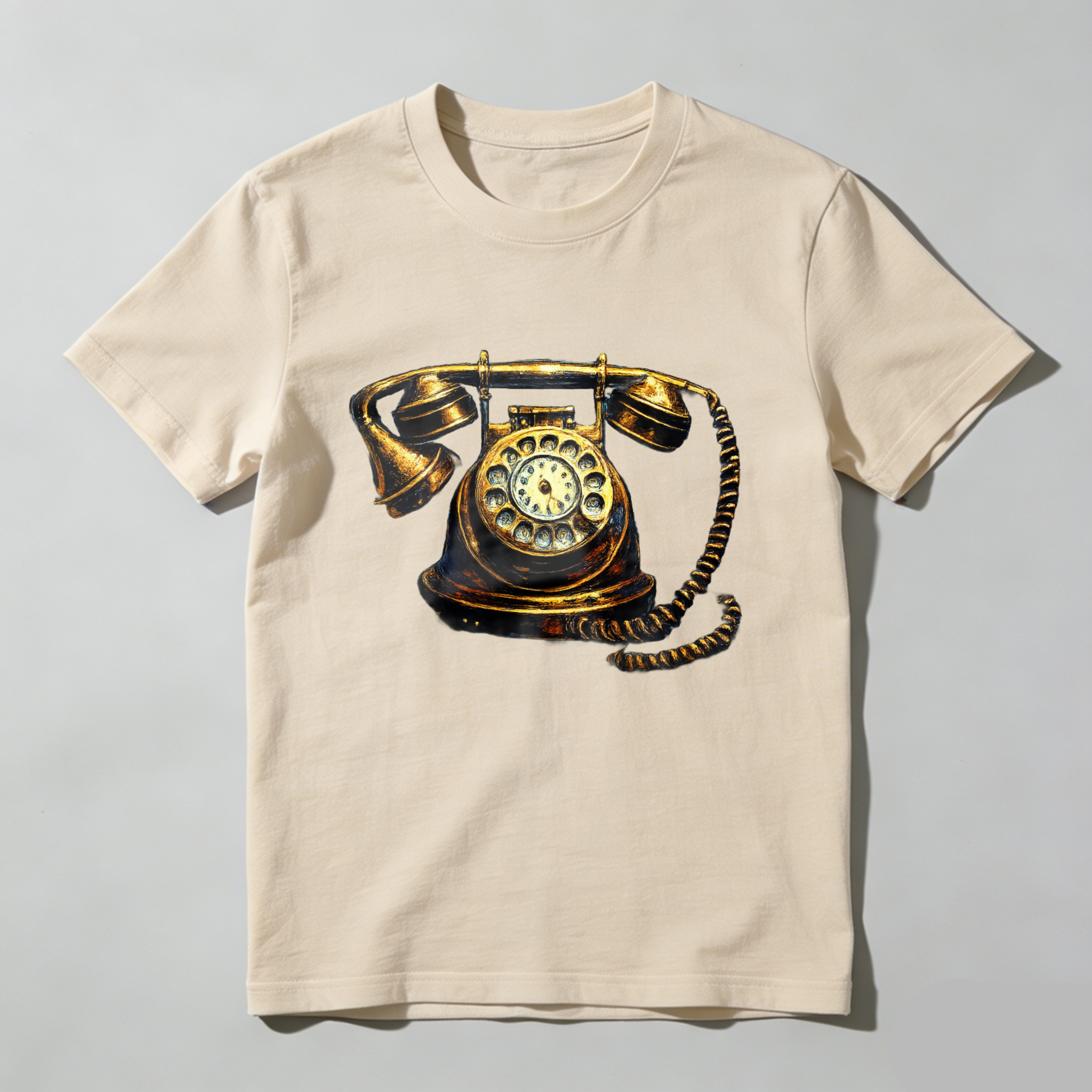 Vintage Rotary Telephone Graphic T-Shirt Made In Usa Black Classic Retro Phone Design Unisex Casual Wear