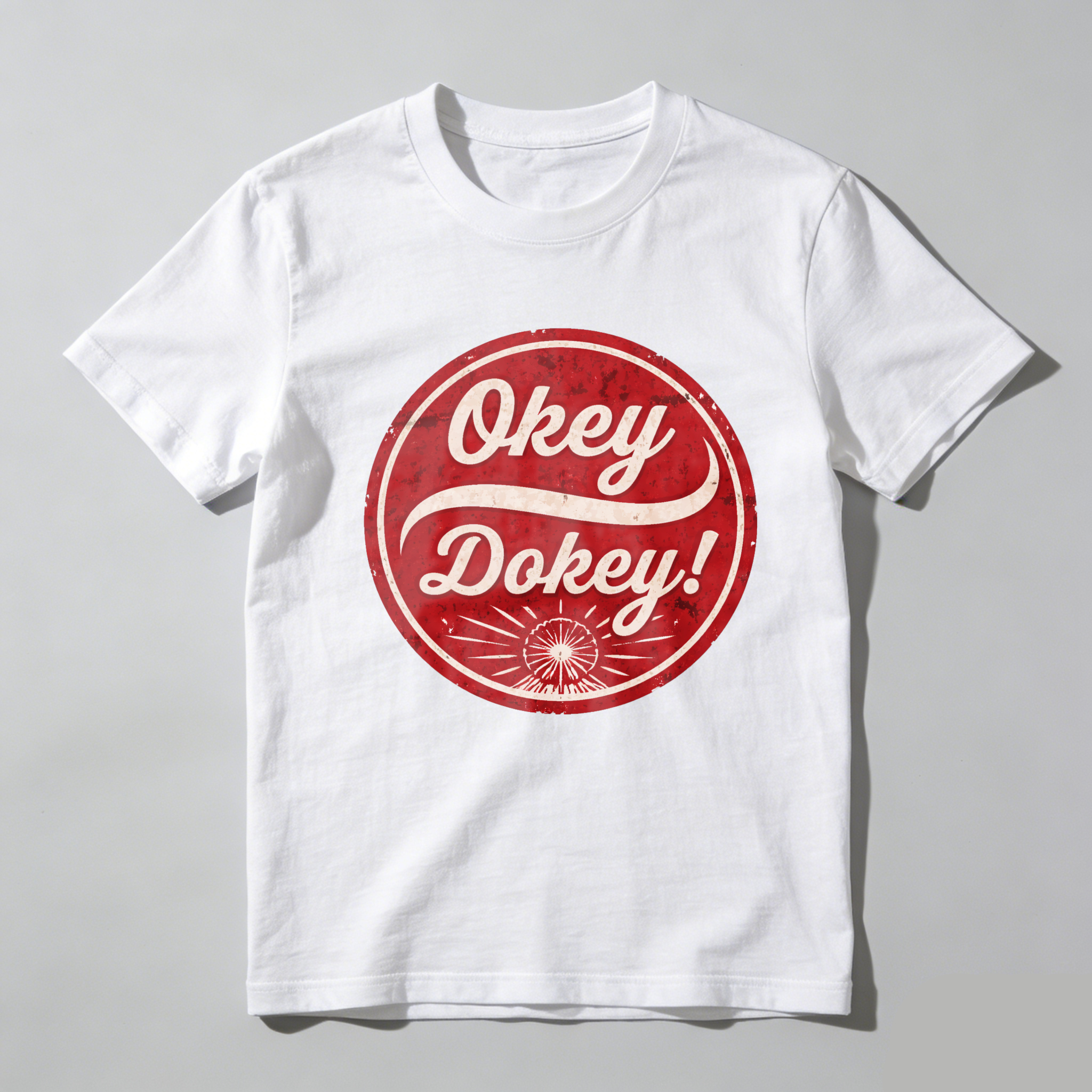 TEECURENTOkey Dokey Vintage Style Red Circle Graphic Black T-Shirt For Men And Women Casual Wear Unisex Fashion Top-TeeCurent