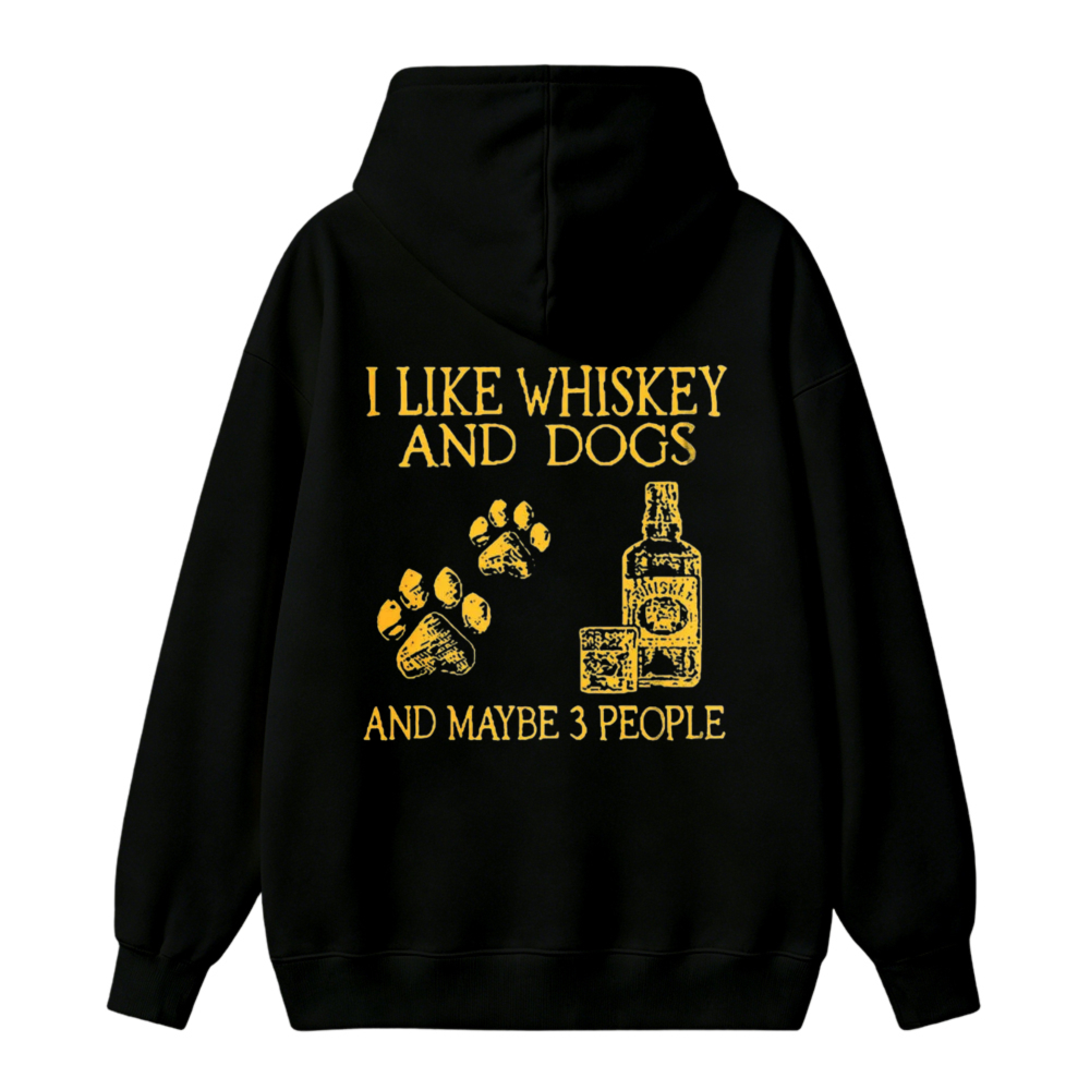 I Like Whiskey And Dogs And Maybe 3 People Paw Print Bottle Graphic Unisex Classic Hoodie