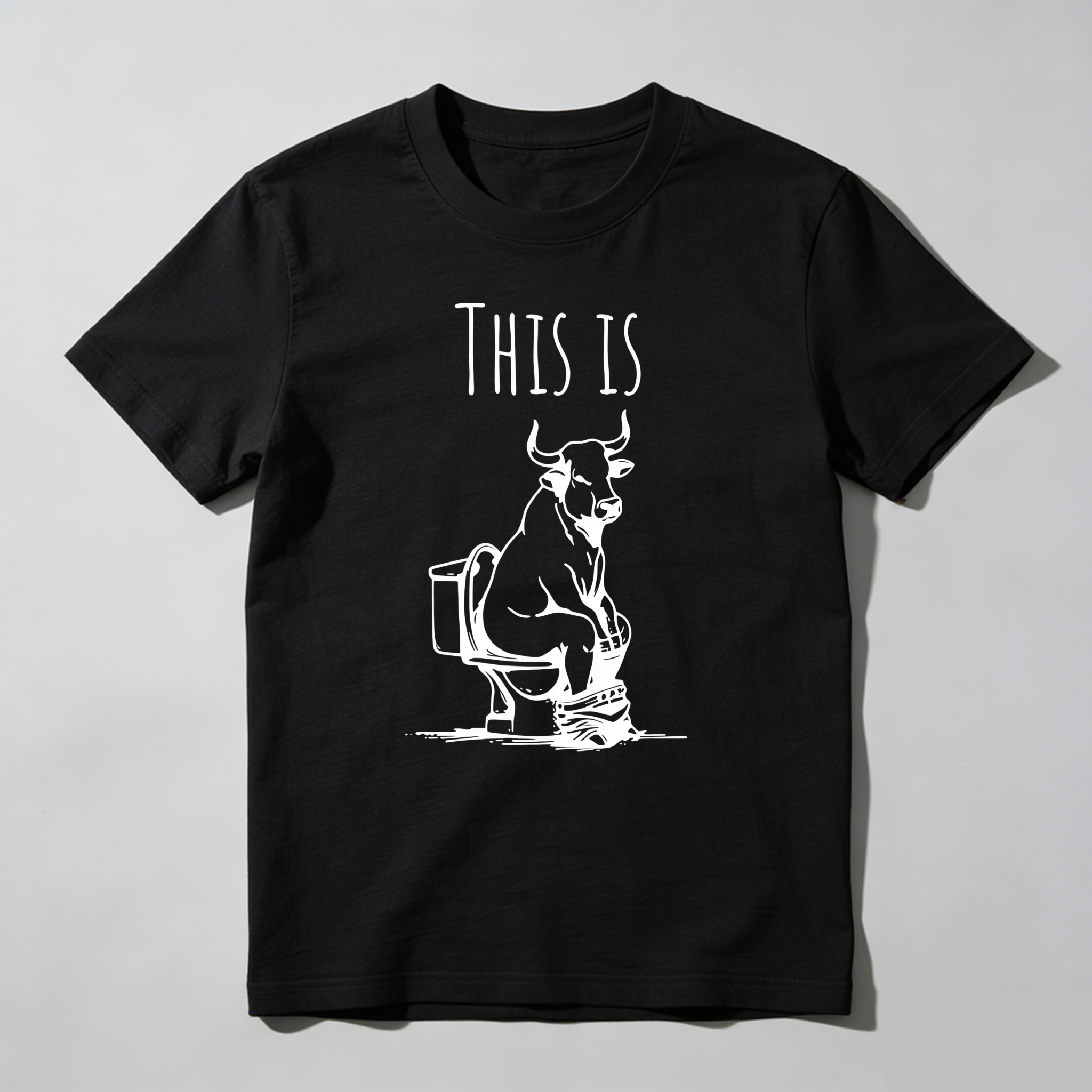 TEECURENT This Is Bull On Toilet Pure Cotton Short Sleeve T Shirt-TeeCurent