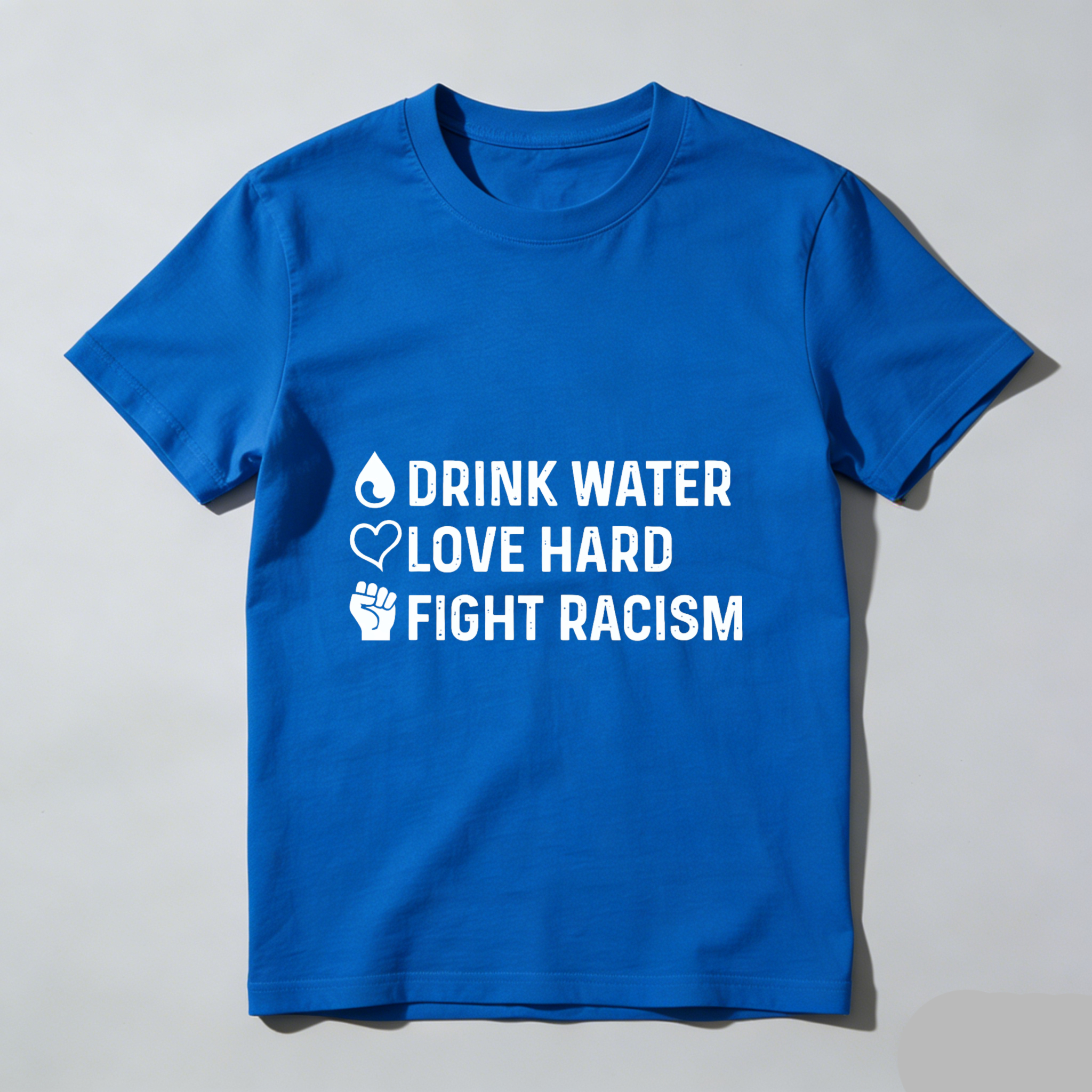 TEECURENT Drink Water Love Hard Fight Racism T Shirt Anti Racism Activewear Statement Tee For Men Women Unisex Apparel WOMEN