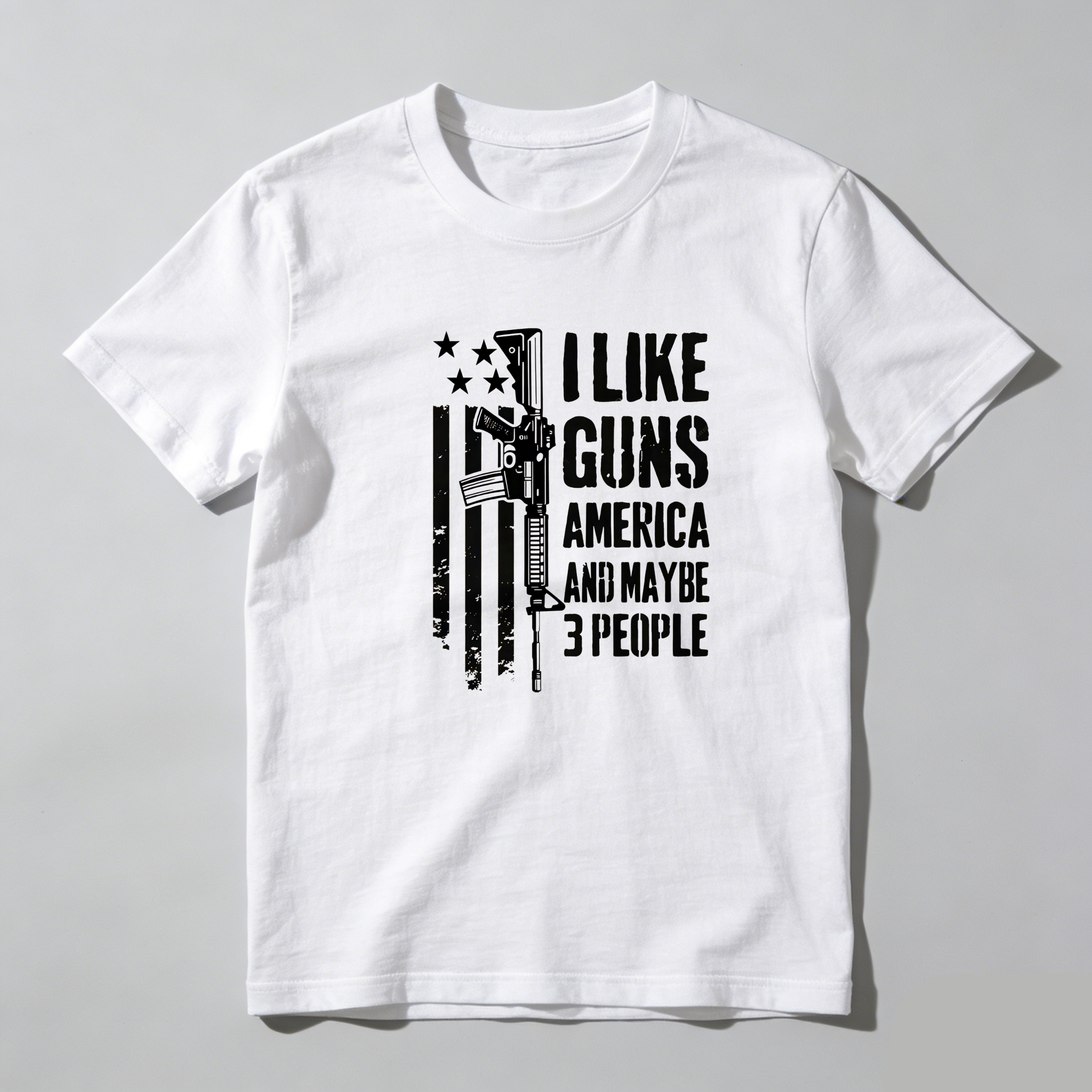 TEECURENT I Like Guns America And Maybe 3 People Pure Cotton Short Sleeve T Shirt-TeeCurent