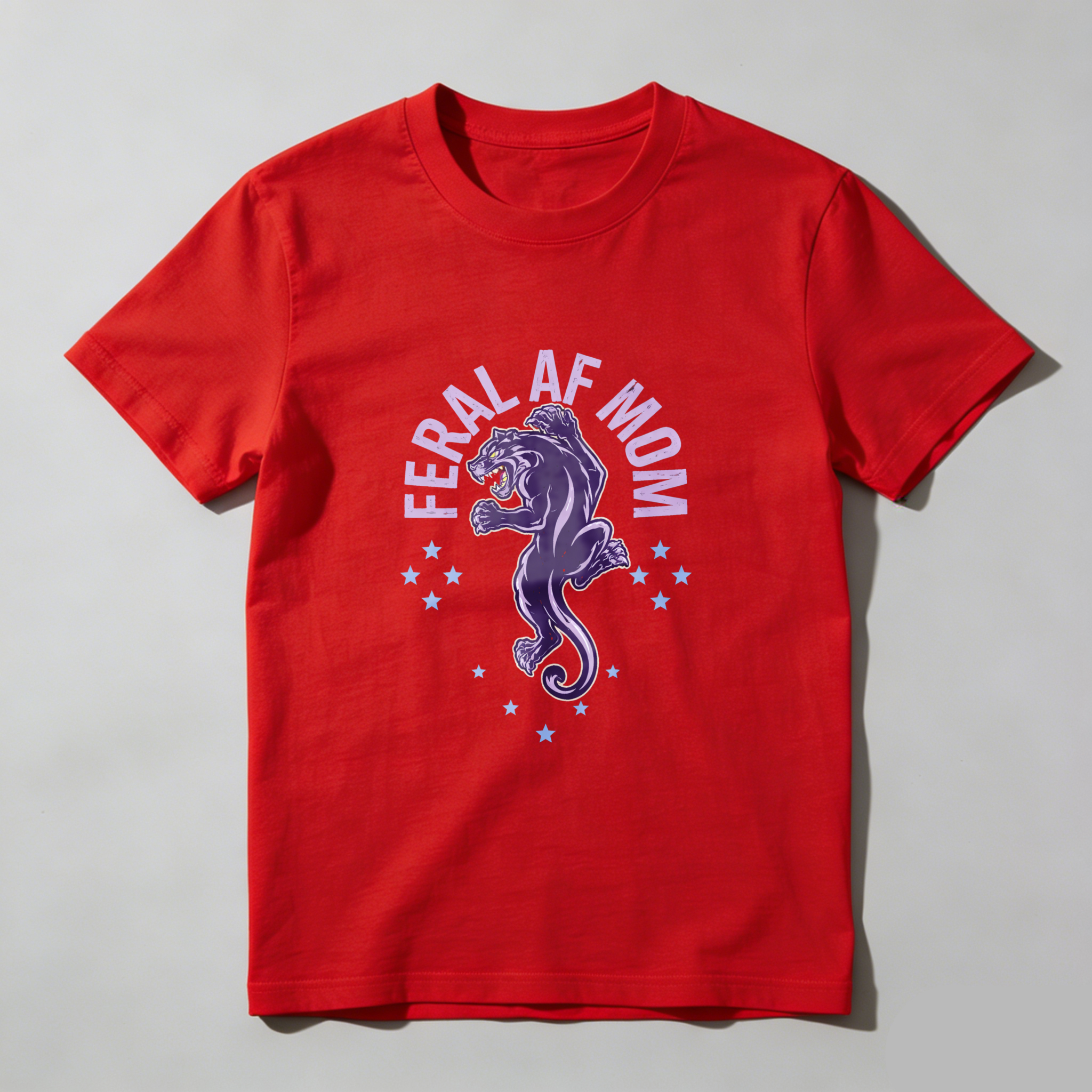 TEECURENT Feral Af Mom Panther Graphic T Shirt For Women And Men Black Purple Design Mother's Day Gift Idea WOMEN