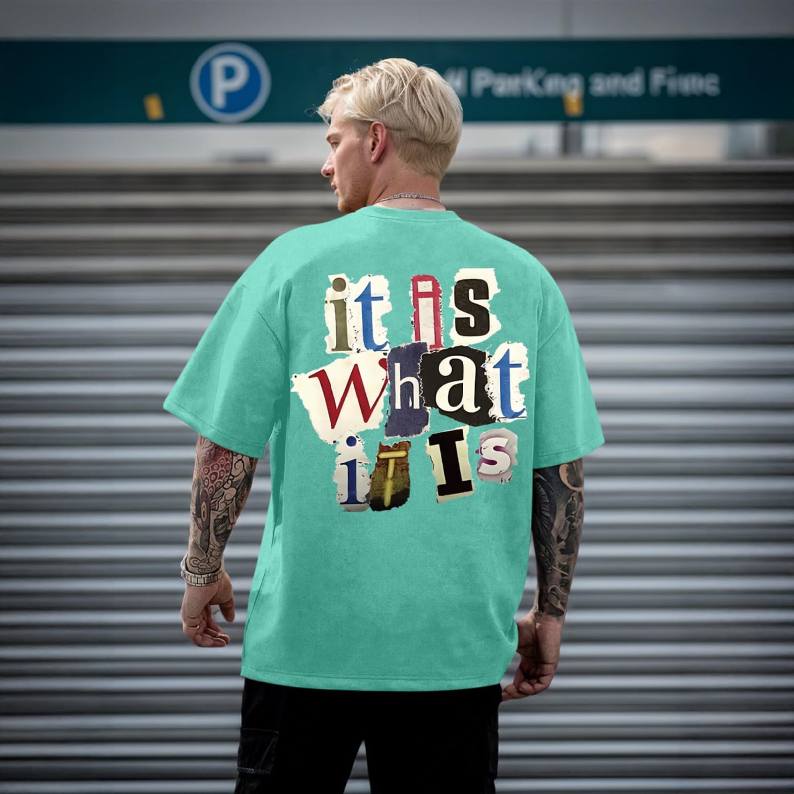 Men's Graphic Tees Funny Letter Print Vintage Oversize T Shirts Acid Wash Shirt Streetwear Rapper Casual Tee Top