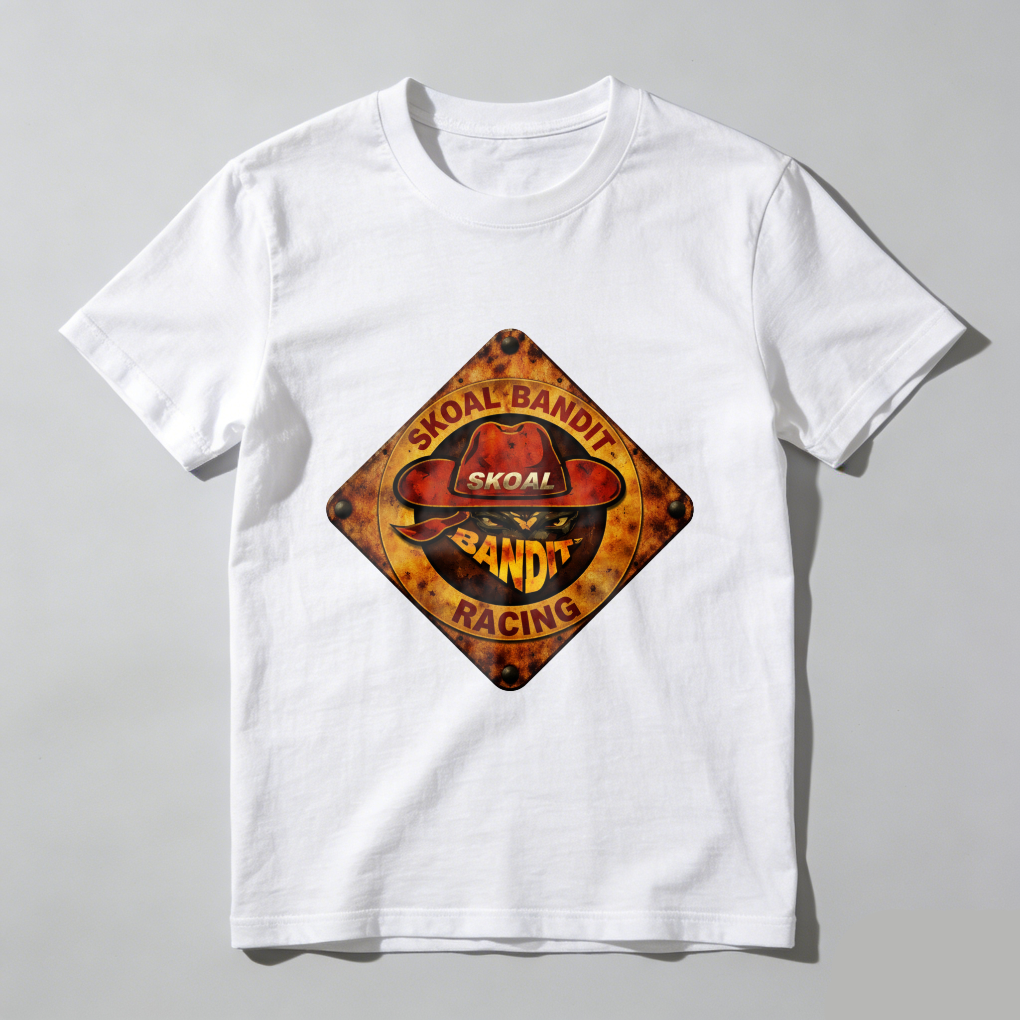 Skual Bandit Racing Logo T Shirt Men Women Black Classic Fit Graphic Tee Motorcycle Theme Vintage Style Design