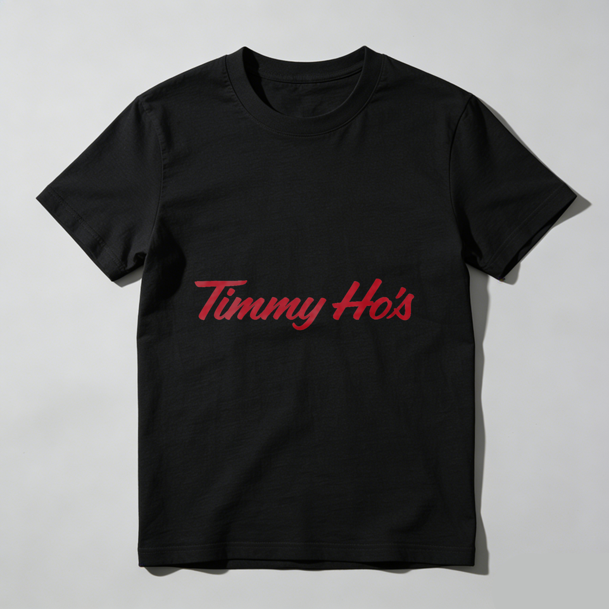 TEECURENT Timmy Hos Black T Shirt With Red Logo Design Casual Wear For Men And Women