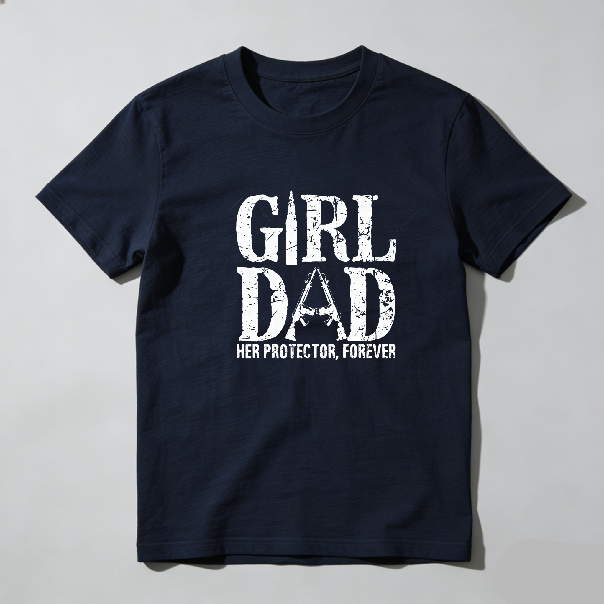 TEECURENT Girl Dad Her Protector Forever Pure Cotton Short Sleeve T Shirt-TeeCurent
