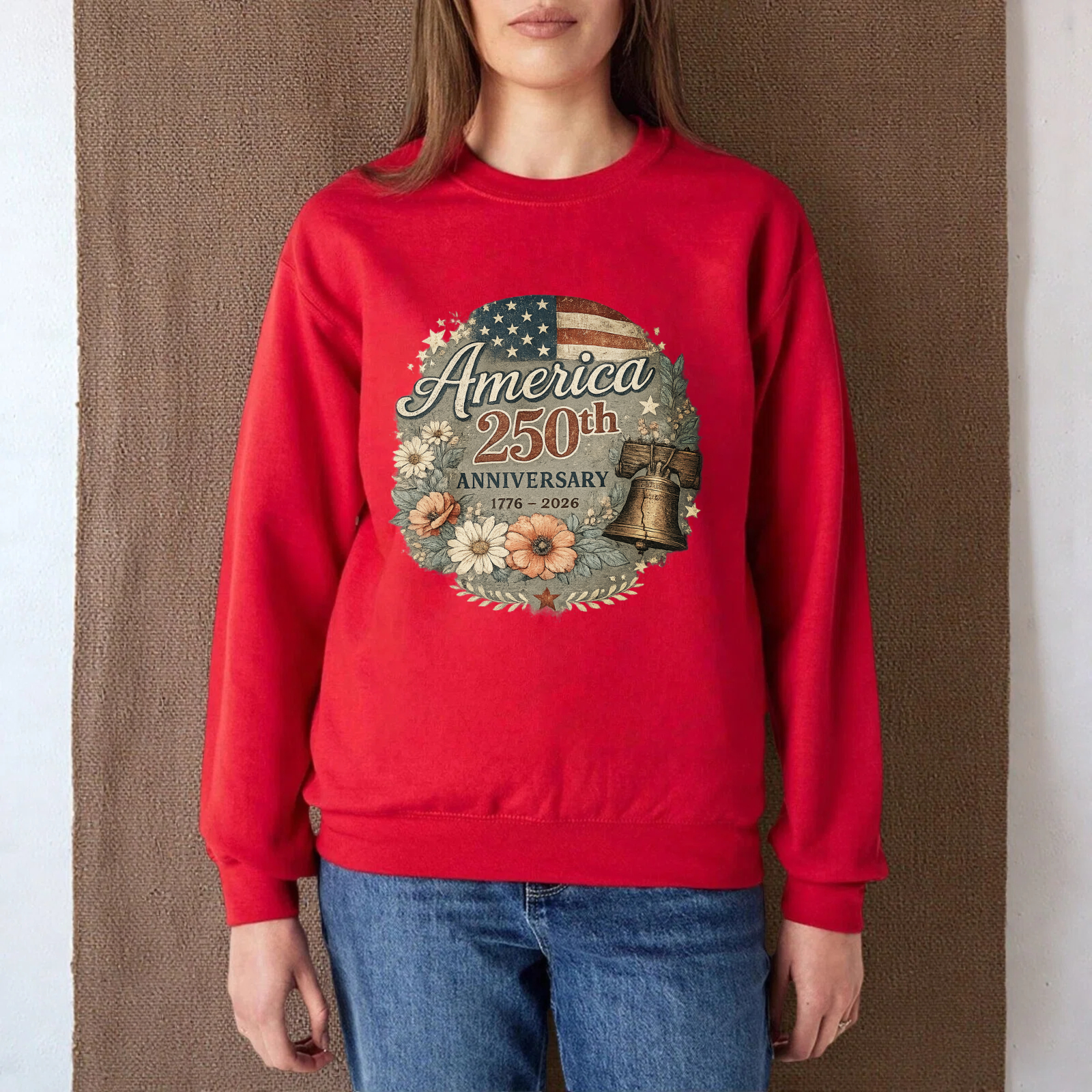 America 250th Anniversary 1776 2026 Commemorative Sweatshirt Black Crewneck Long Sleeve Pullover Top