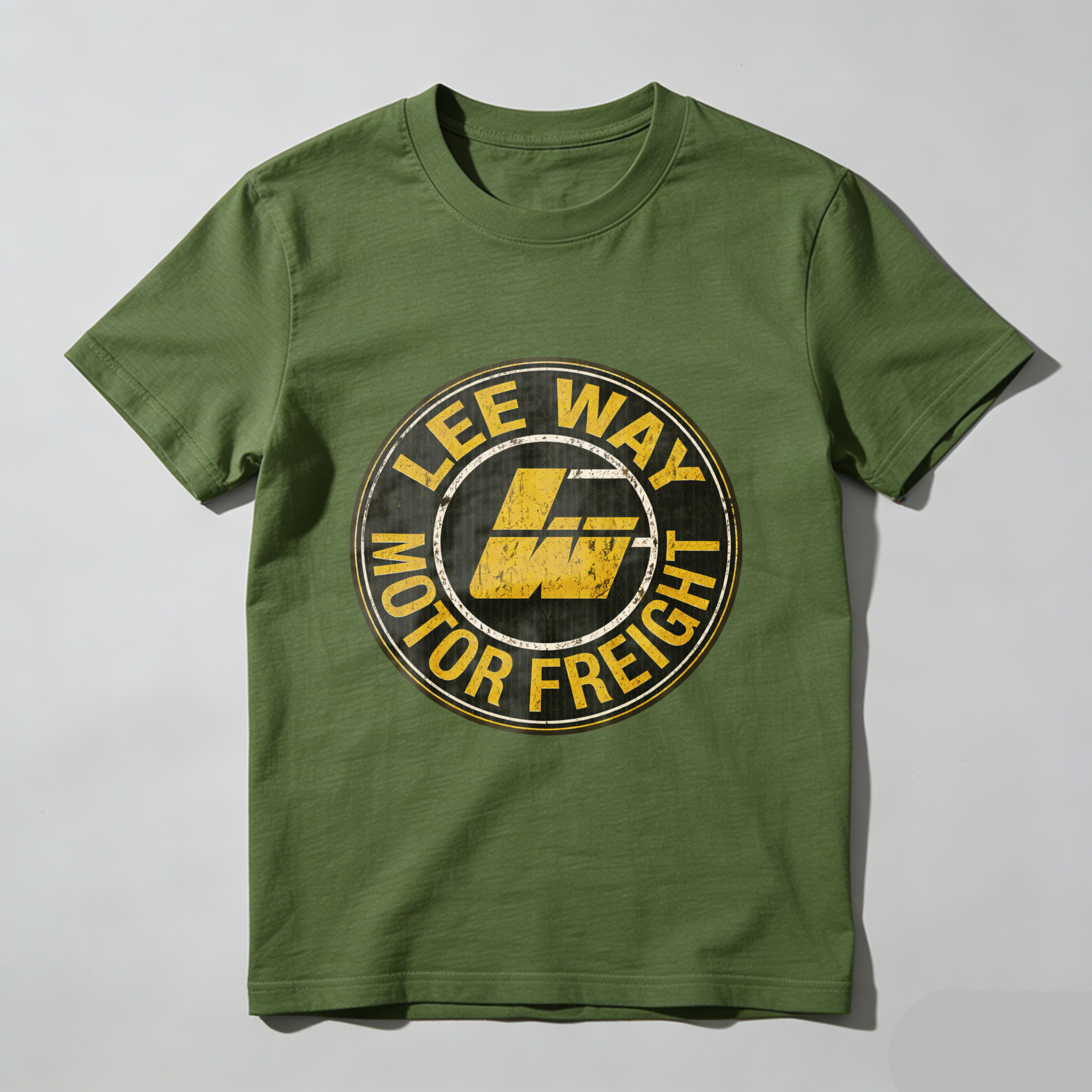 Lee Way Motor Freight Logo T Shirt Black Vintage Style Design For Trucking Enthusiasts And Freight Industry Fans