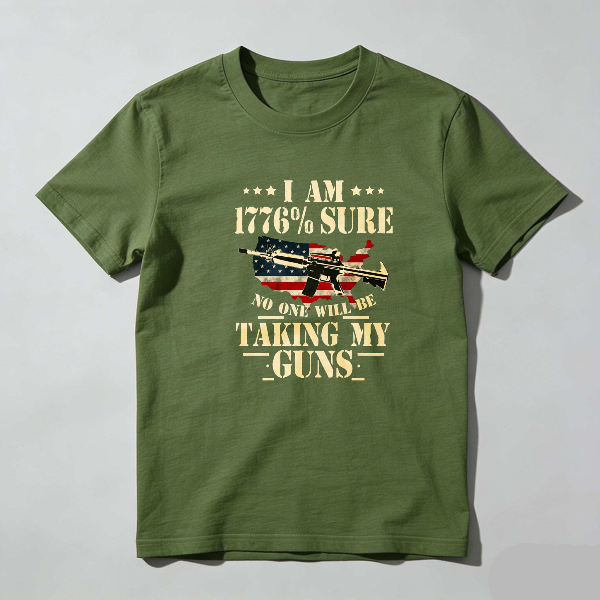 TEECURENT I Am 1776 Percent Sure No One Will Take My Guns Pure Cotton Short Sleeve T Shirt-TeeCurent