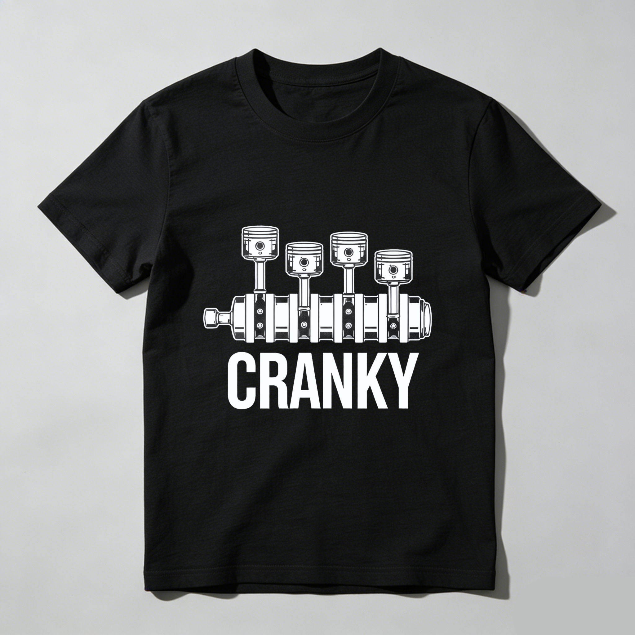 Cranky Engine Piston Design T-Shirt For Car Enthusiasts And Mechanics