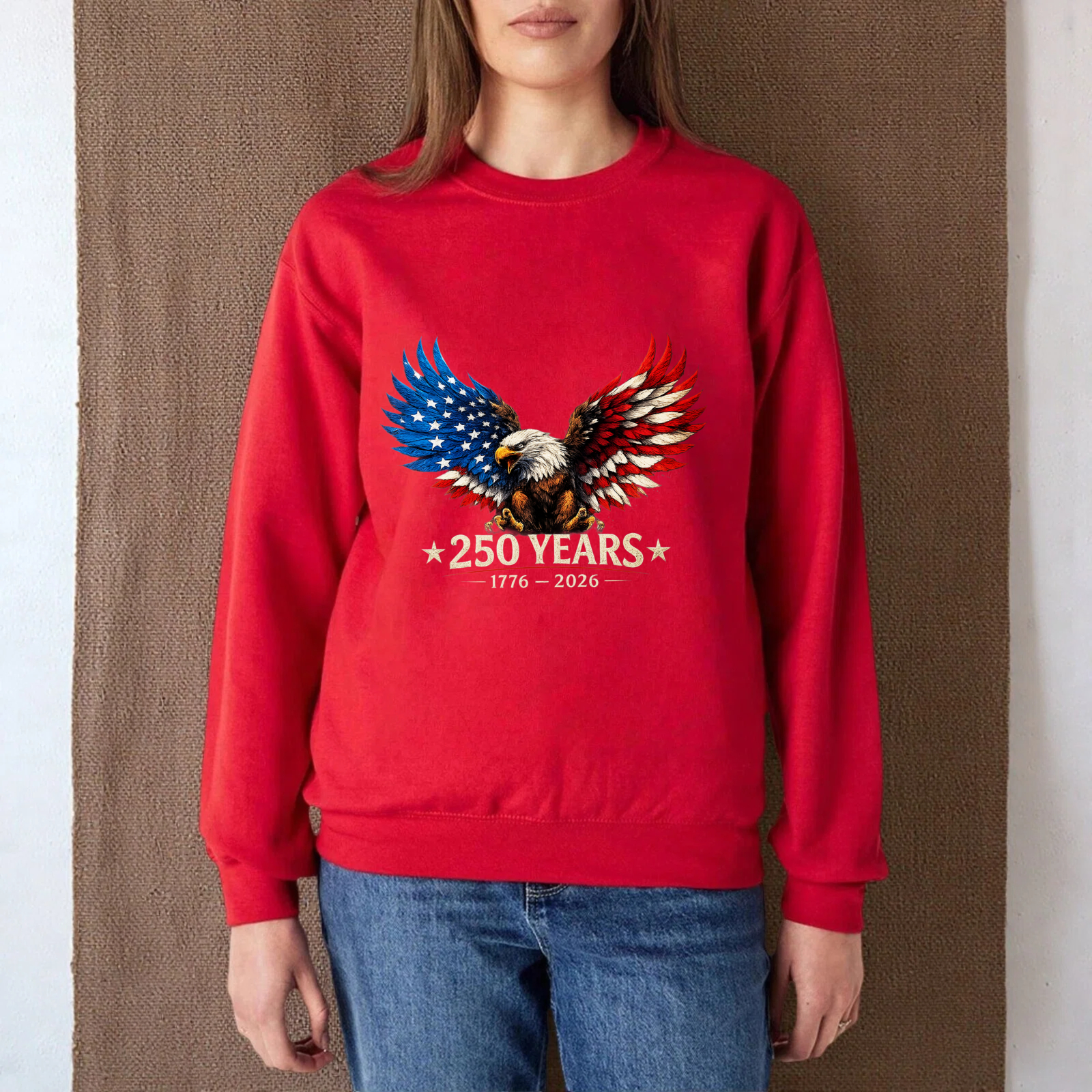 American Eagle 250 Years Independence Day Usa Flag Sweatshirt 1776 2026 Patriotic Crewneck Pullover Shirt For Men Women