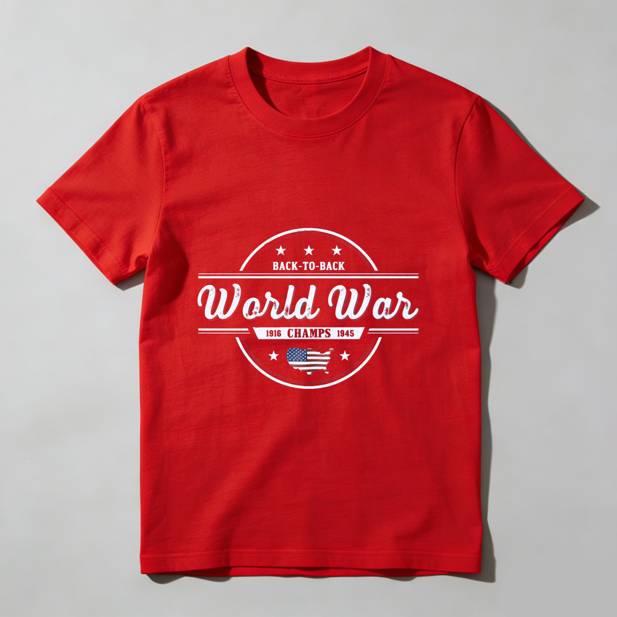 TEECURENT Back To Back World War Champs 1918 1945 Usa Flag T Shirt