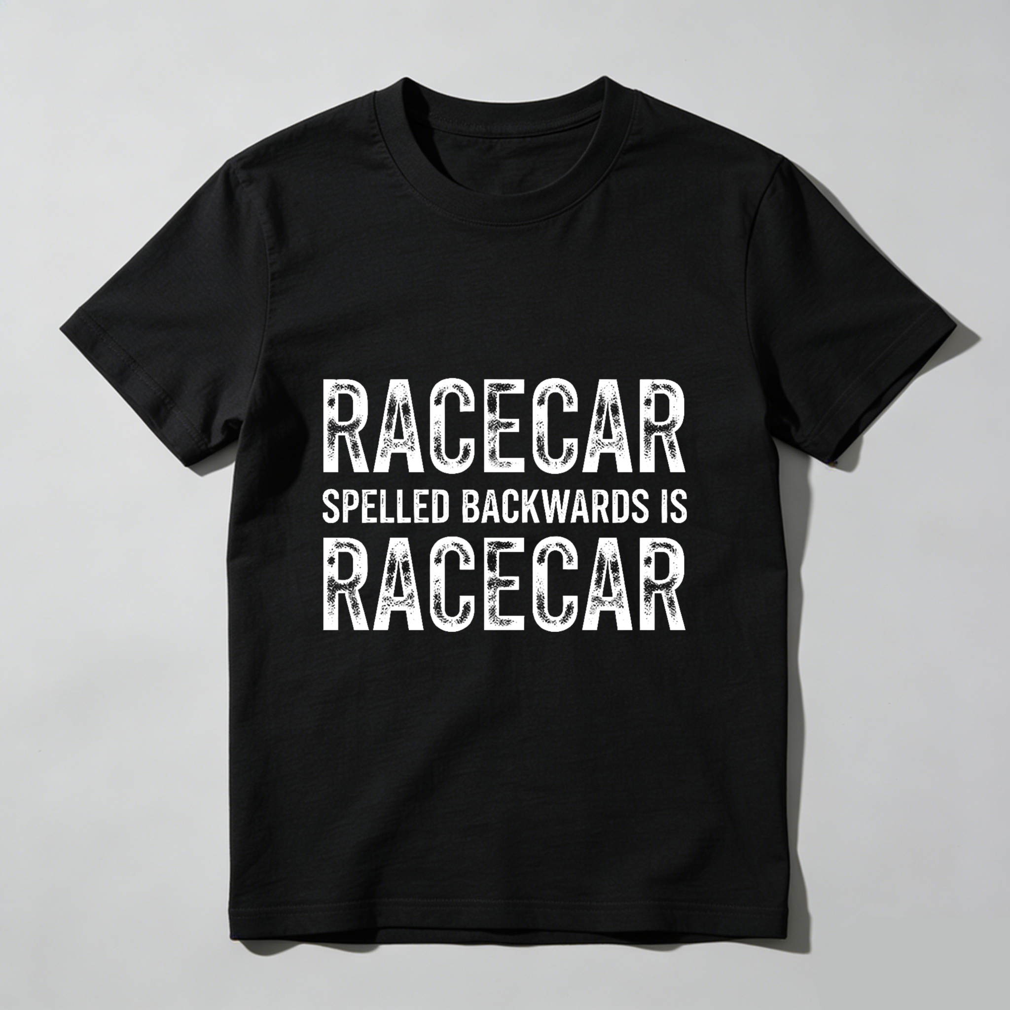 Racecar Spelled Backwards Is Racecar T Shirt Funny Palindrome Car Racing Gift For Men Women Black Cotton Tee