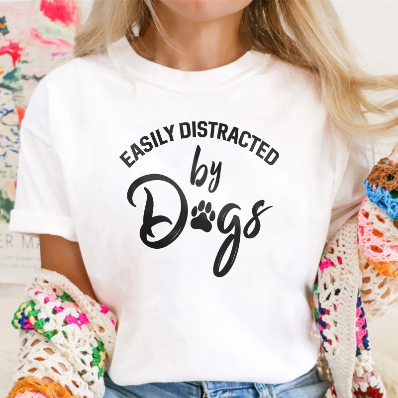 Easily Distracted By Dogs Paw Print Design Unisex Classic T-shirt