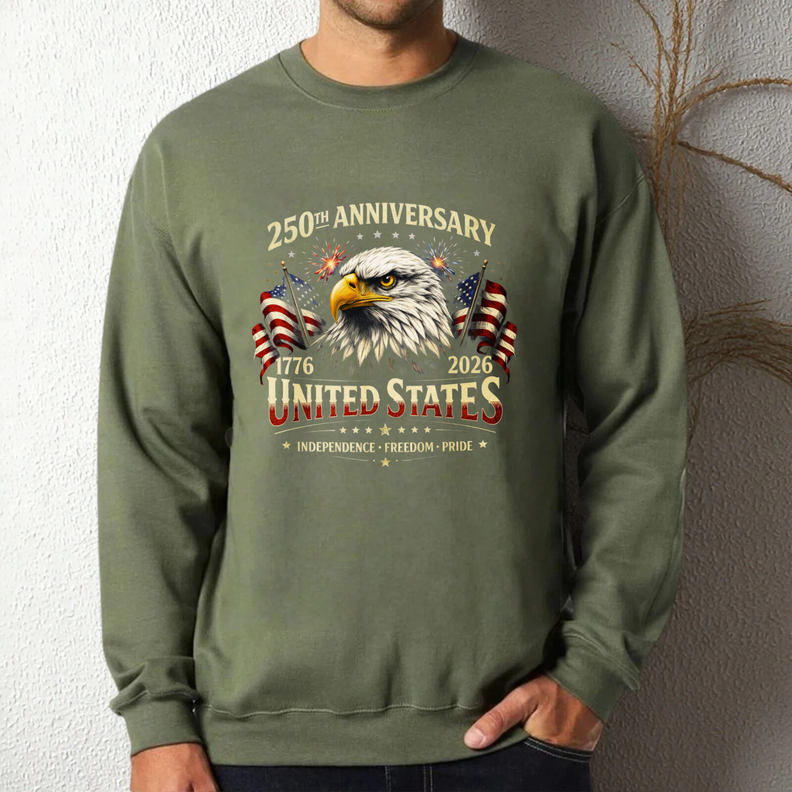 250th Anniversary United States 1776 2026 Independence Freedom Pride Eagle American Flag Sweatshirt