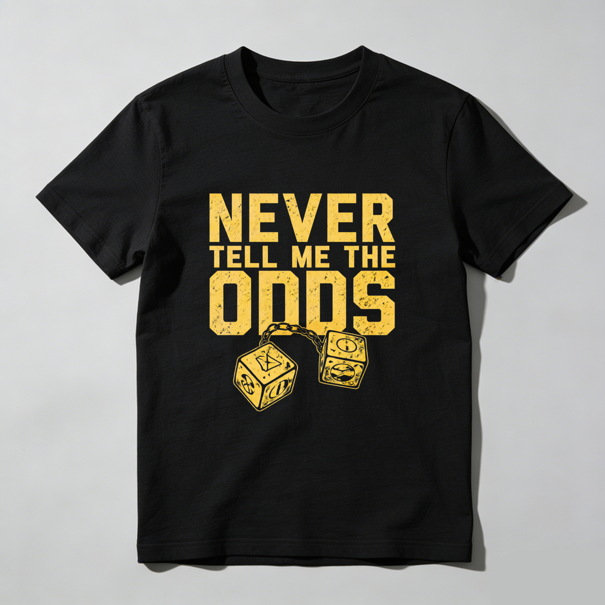 TEECURENT Never Tell Me The Odds T Shirt Star Wars Inspired Quote With Dice Design Black Men Women Casual Wear
