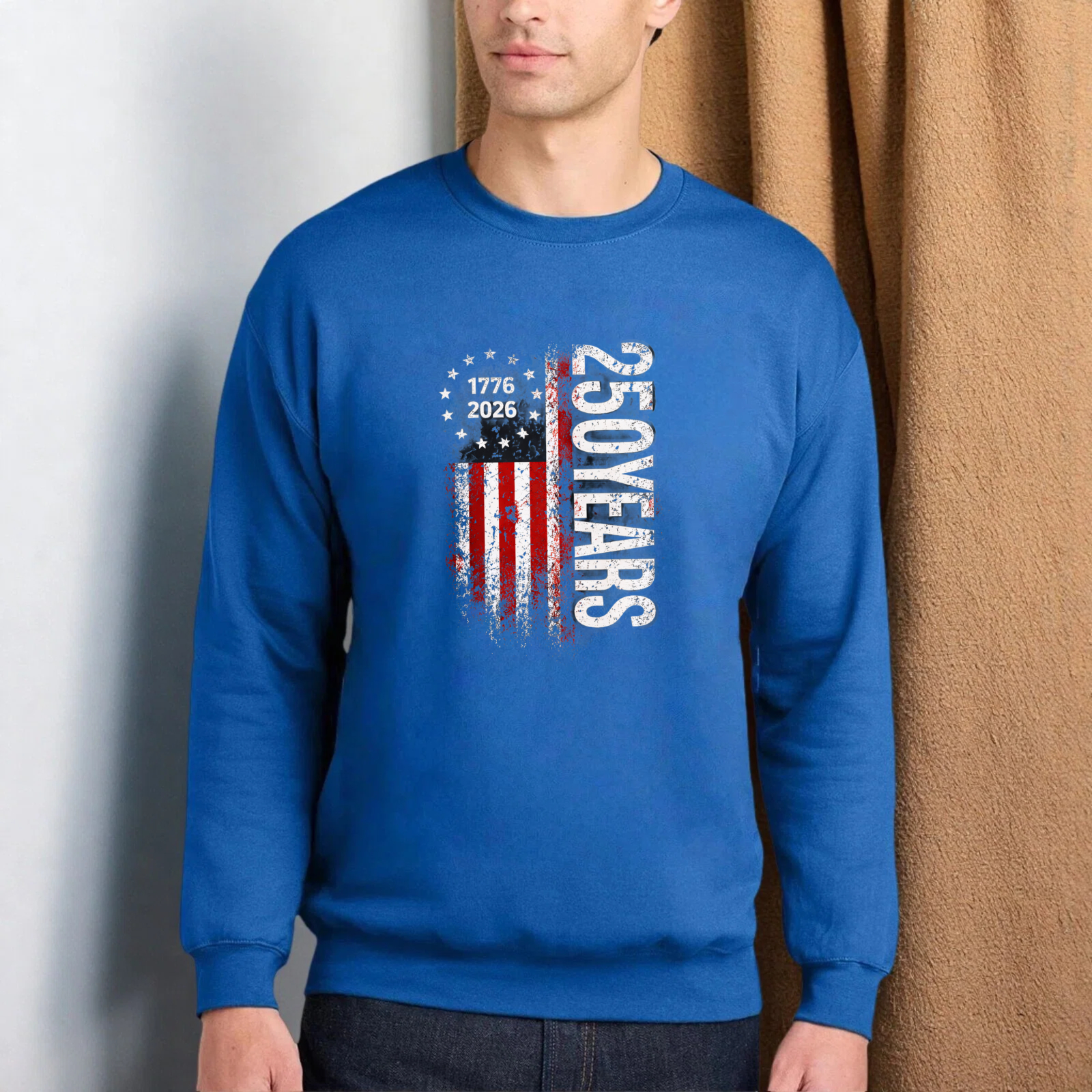 250 Years American Flag 1776 2026 Independence Day Usa Patriotic Sweatshirt Black Crewneck Long Sleeve Unisex Top