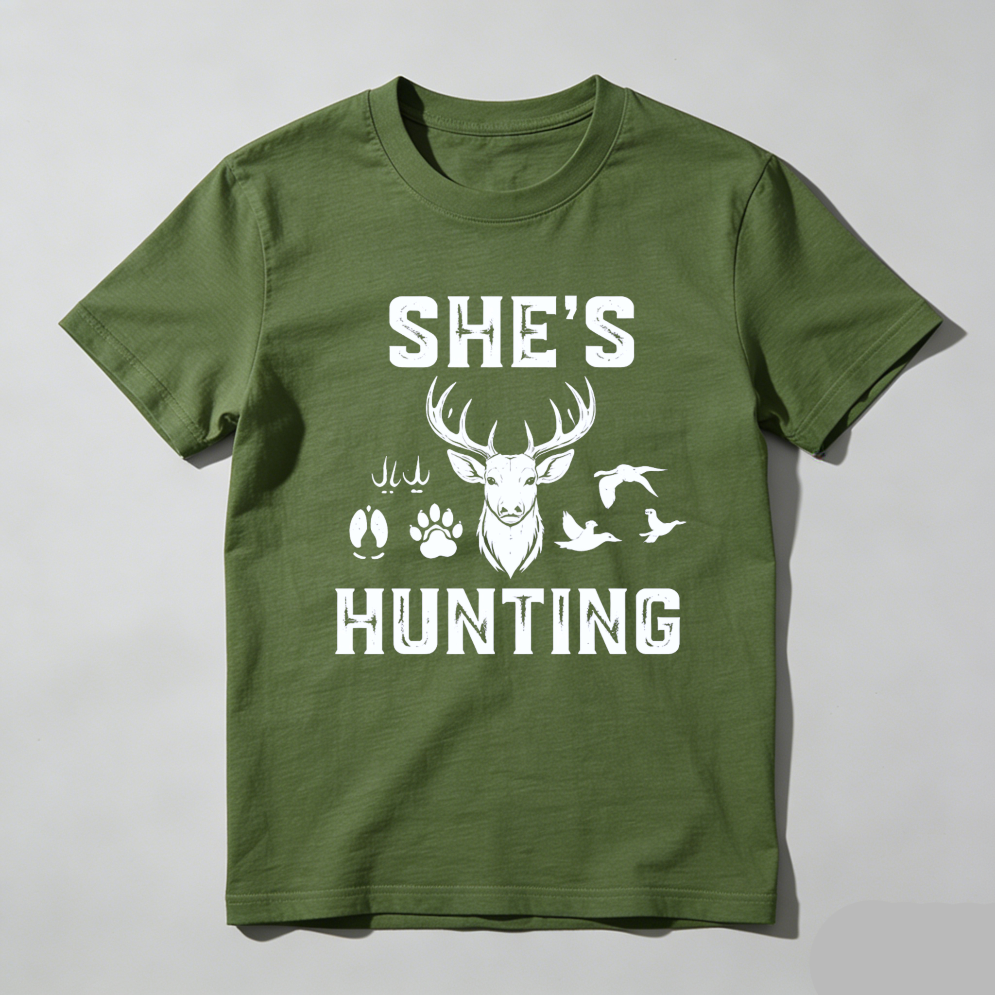 TEECURENT Shes Hunting Deer Hunting Shirt Women Outdoor Adventure Gear Hunting Lover T-Shirt-TeeCurent
