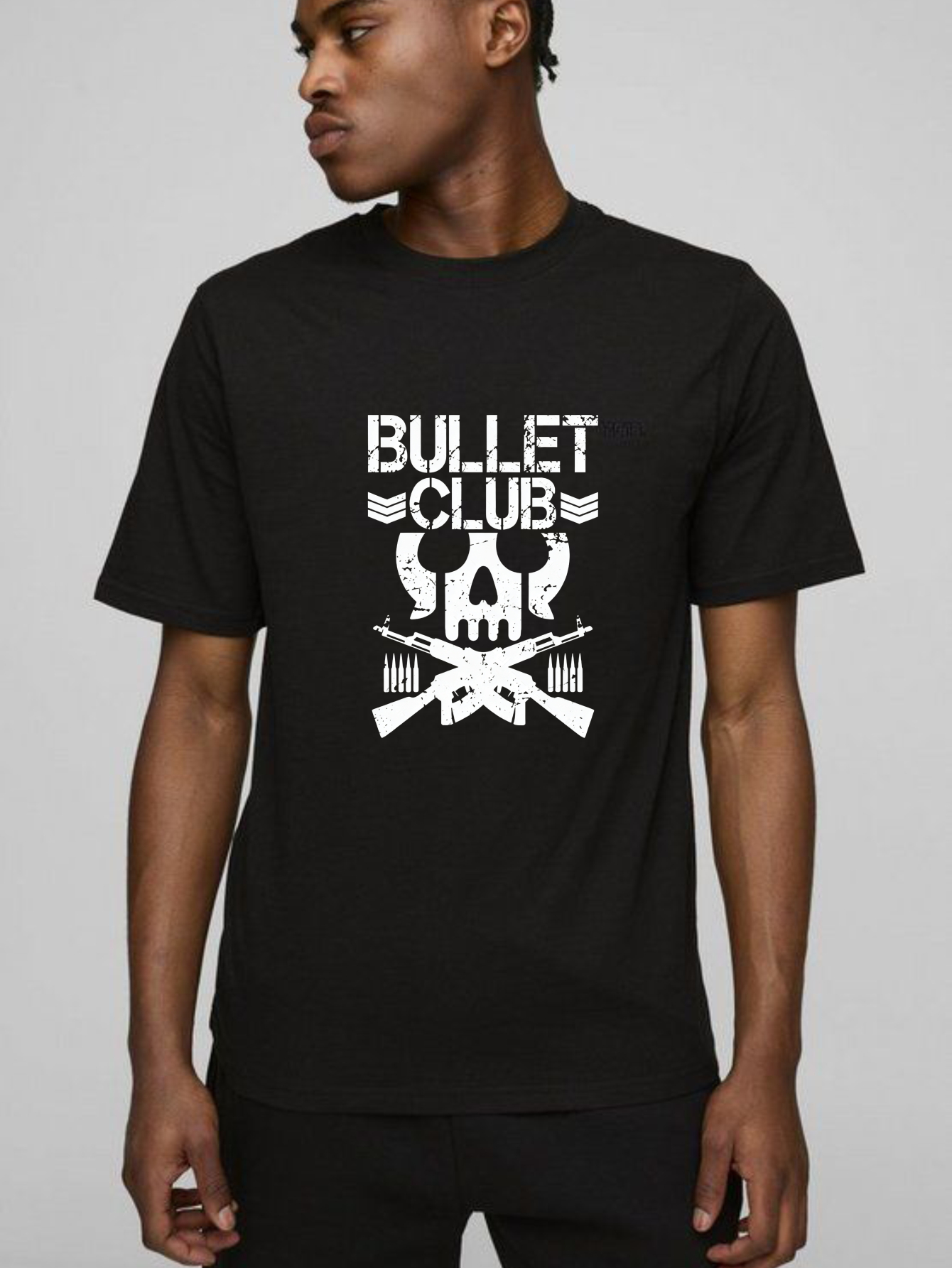 TEECURENT Bullet Club Skull And Guns Pure Cotton Short Sleeve T Shirt-TeeCurent