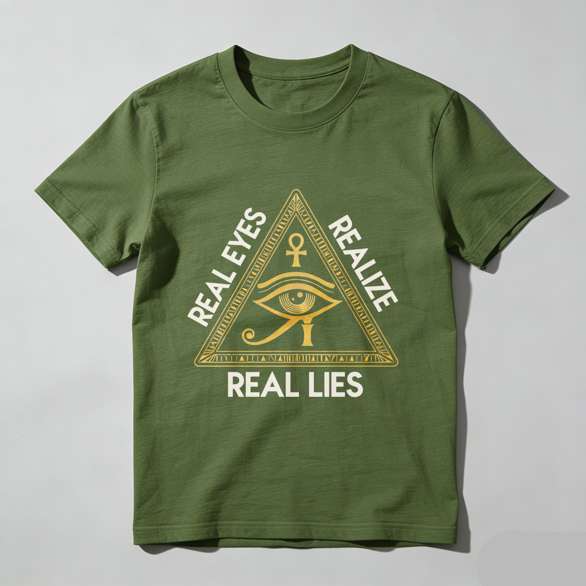 TEECURENT  Real Eyes Realize Real Lies Pyramid Eye Symbol TEECURENT