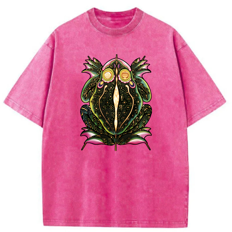 Colorful Frog With Glowing Eyes And Patterns tshirt 100% cotton