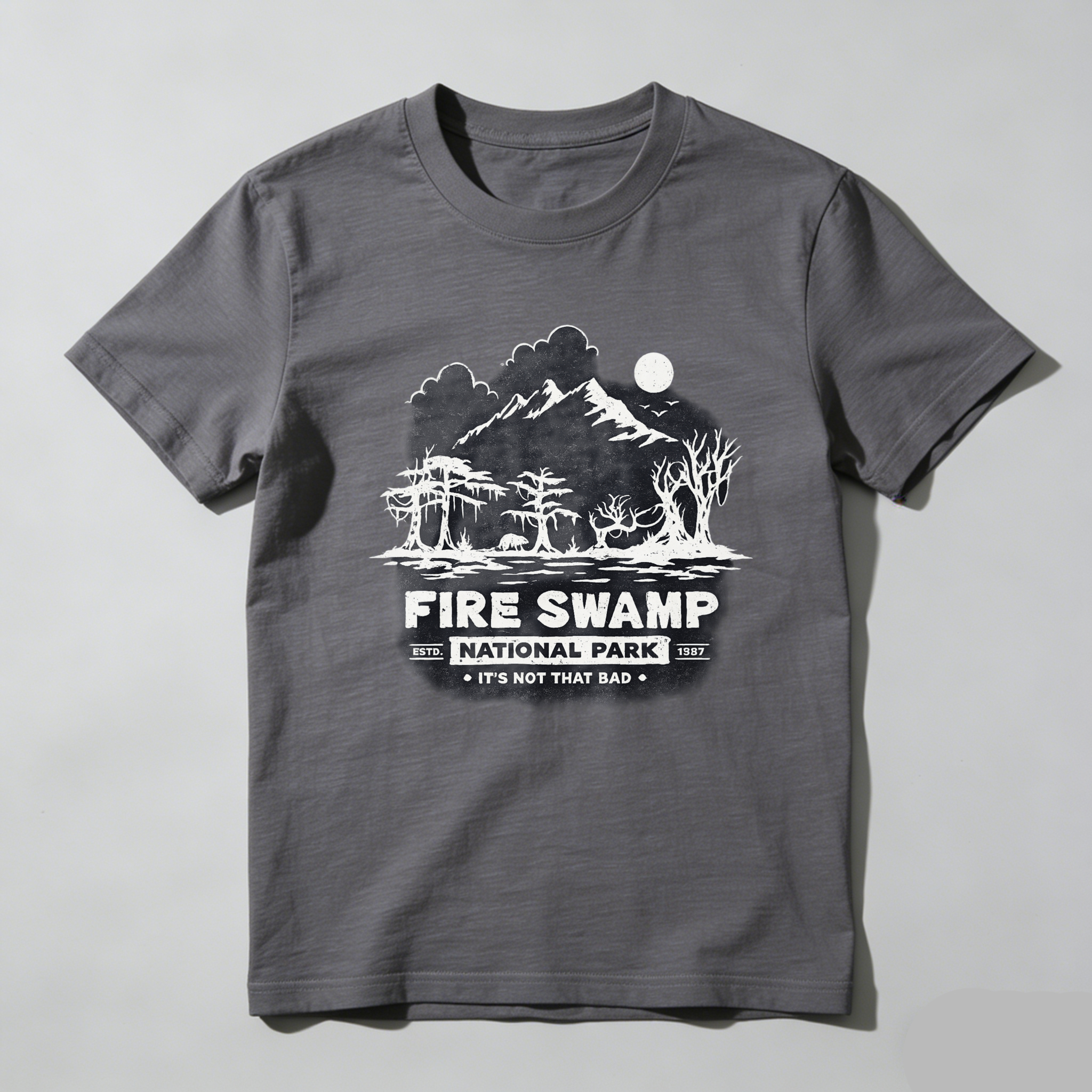 TEECURENT Fire Swamp National Park T Shirt Its Not That Bad Mountain Landscape Design Black Cotton Tee Men Women Unisex Casual Wear