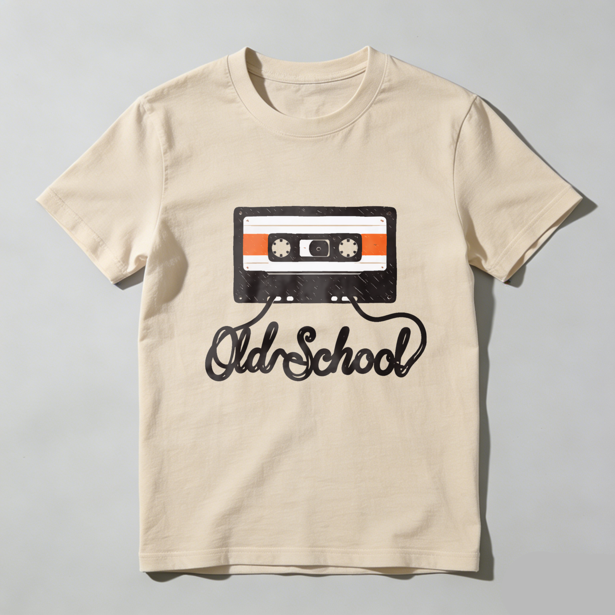 TEECURENTOld School Cassette Tape Retro Music T Shirt Vintage Style Unisex Black Tee-TeeCurent