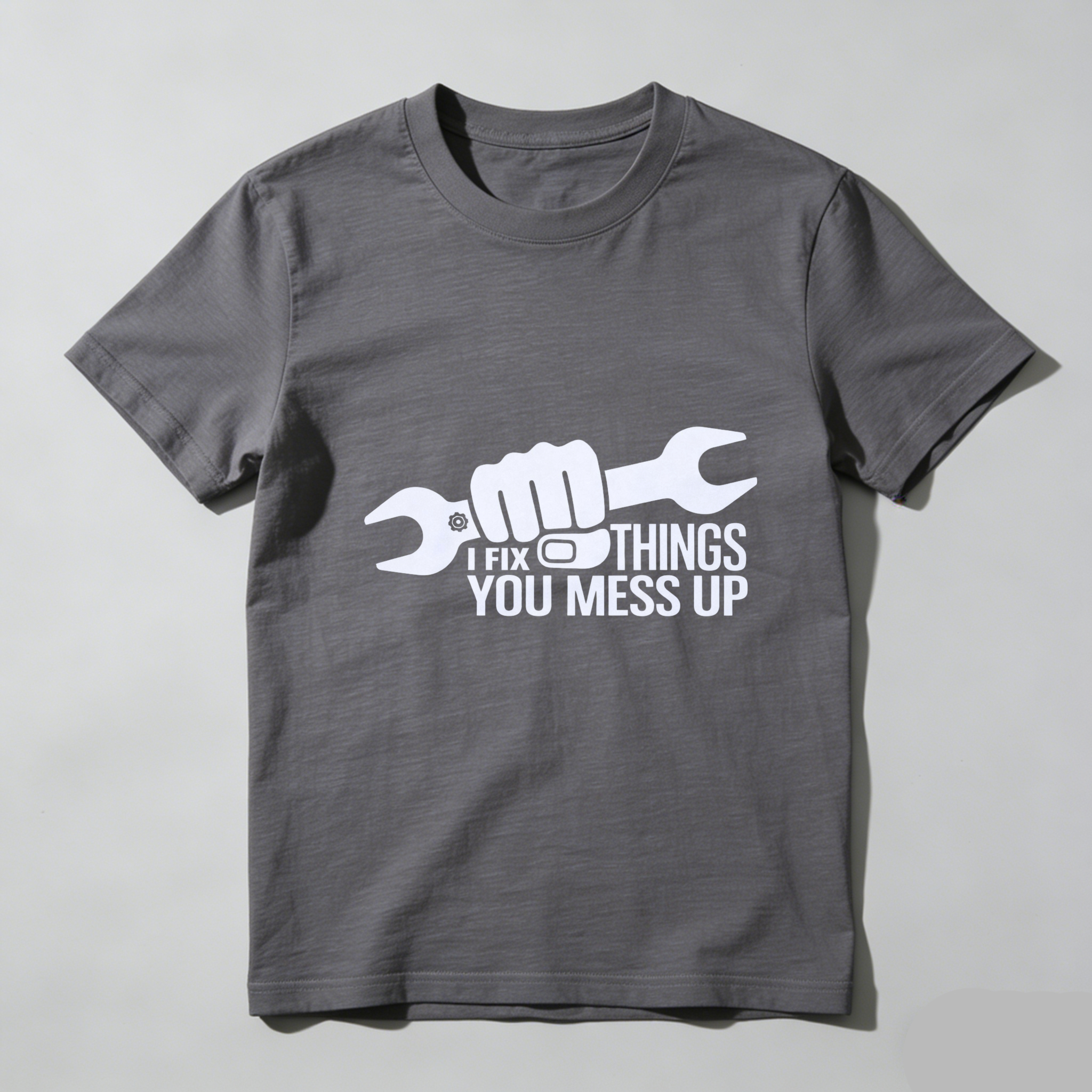 Fix Things You Mess Up Mechanic T-Shirt With Wrench And Fist Design