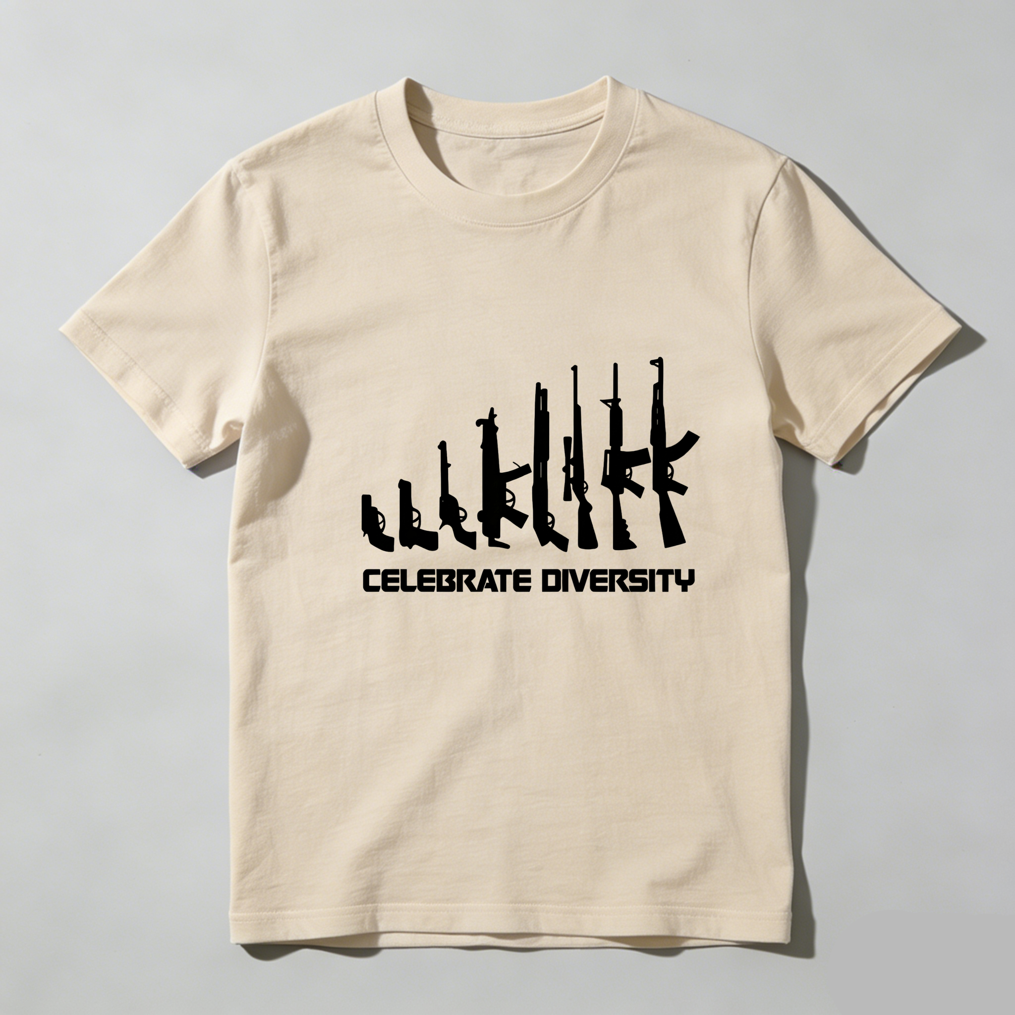 TEECURENT Celebrate Diversity Gun Silhouettes Pure Cotton Short Sleeve T Shirt-TeeCurent