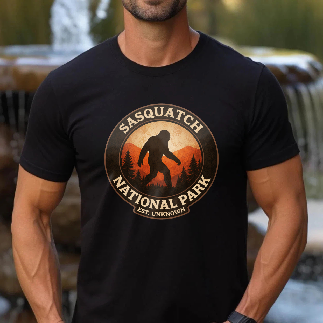 TEECURENT Sasquatch National Park T-Shirt Bigfoot Legend Outdoor Adventure Graphic Tee Unisex Casual Shirt