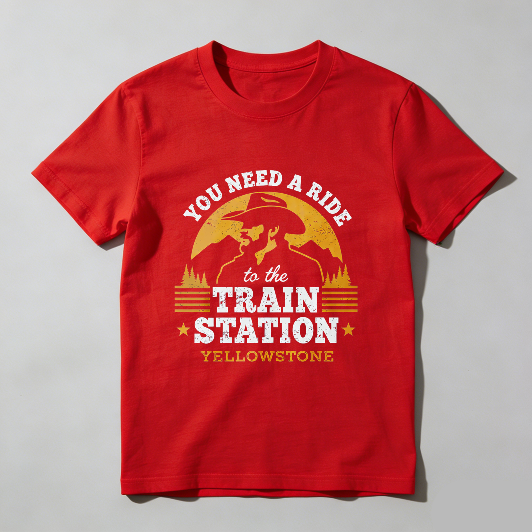 TEECURENT You Need A Ride To The Train Station Yellowstone T Shirt