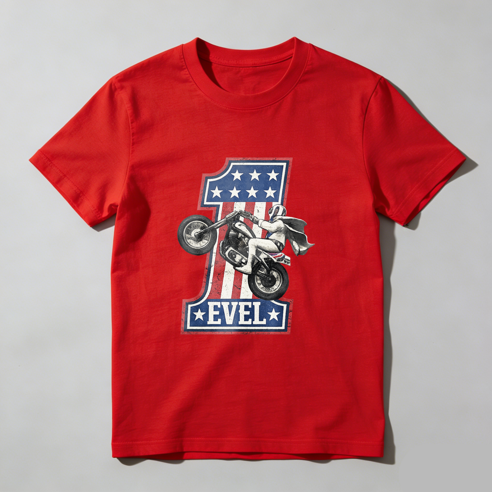 Evel Knievel American Flag Motorcycle T-Shirt Made In Usa