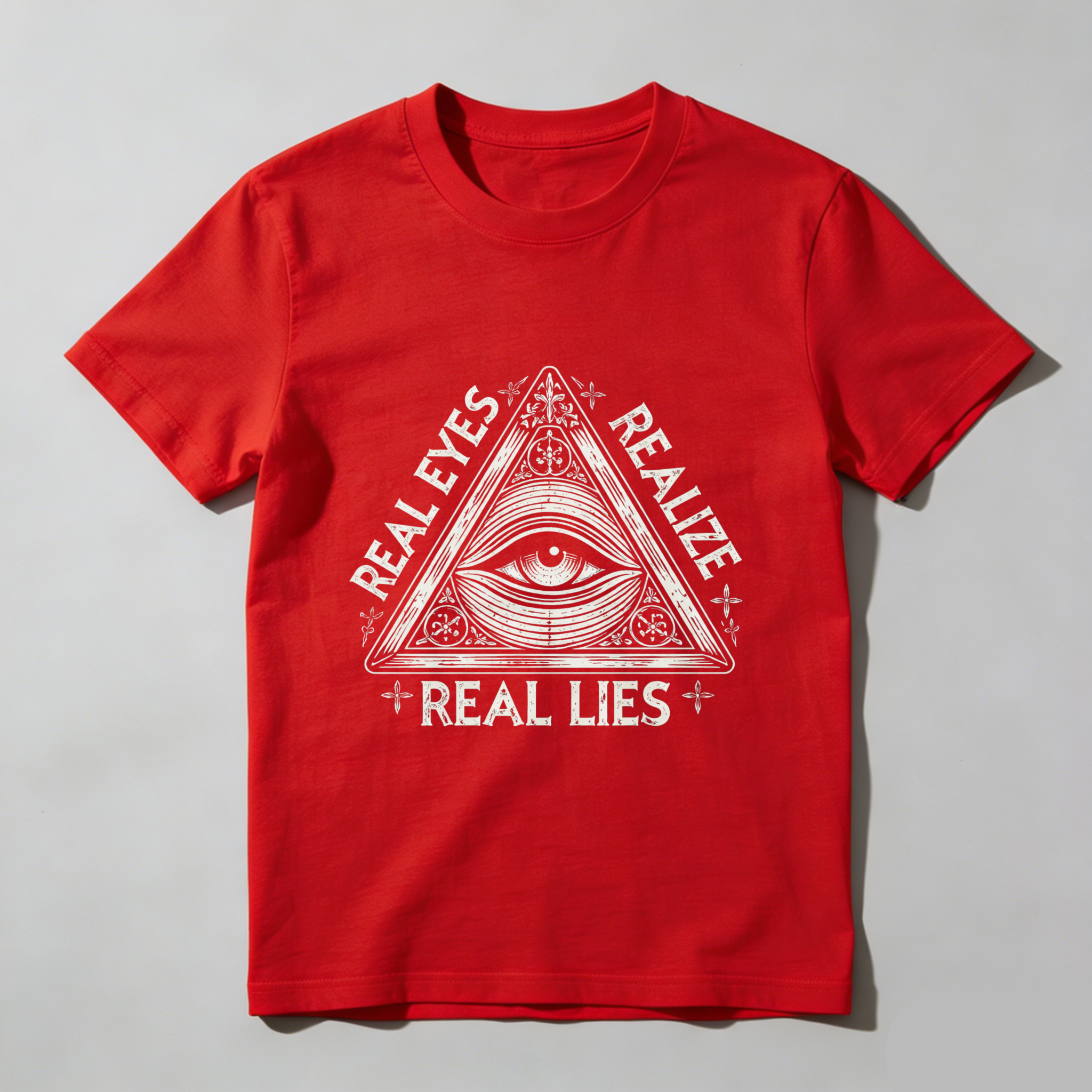 TEECURENT  Real Eyes Realize Real Lies Eye Pyramid Symbol TEECURENT